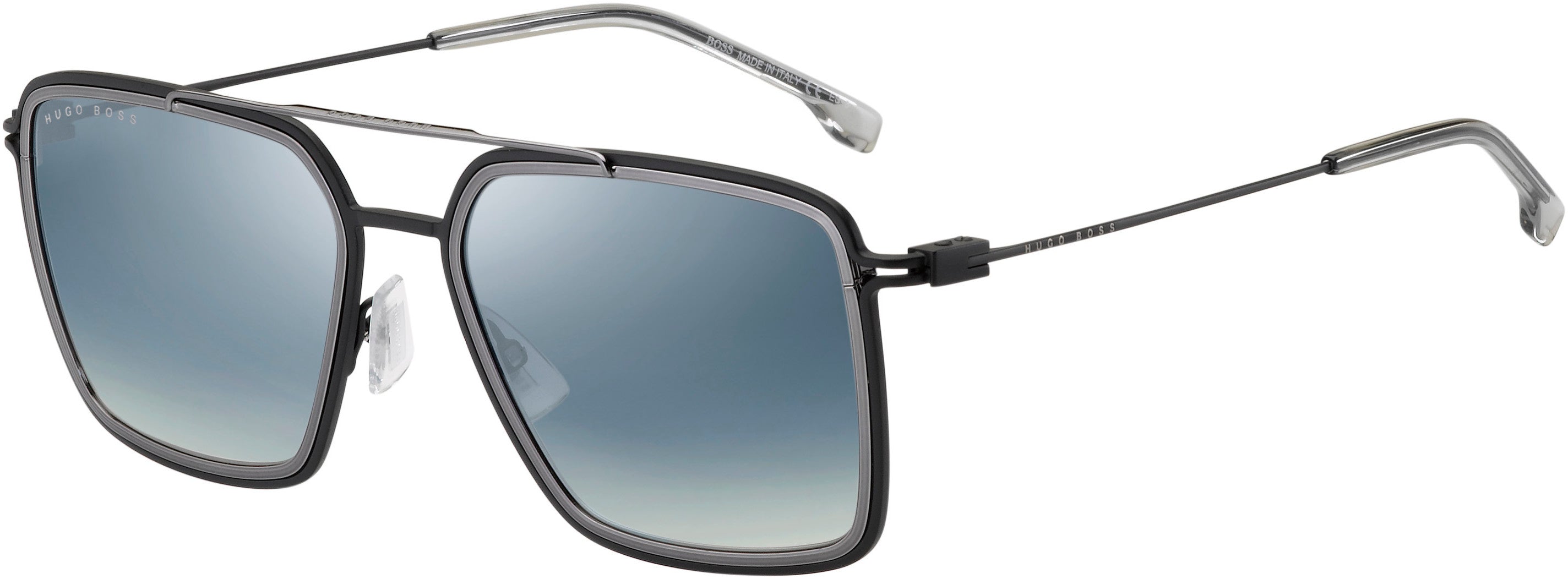 Boss (hub) Boss 1191/S Rectangular Sunglasses 0TI7-0TI7  Ruthenium Matte Black (G5 Azure Mirror Flash)