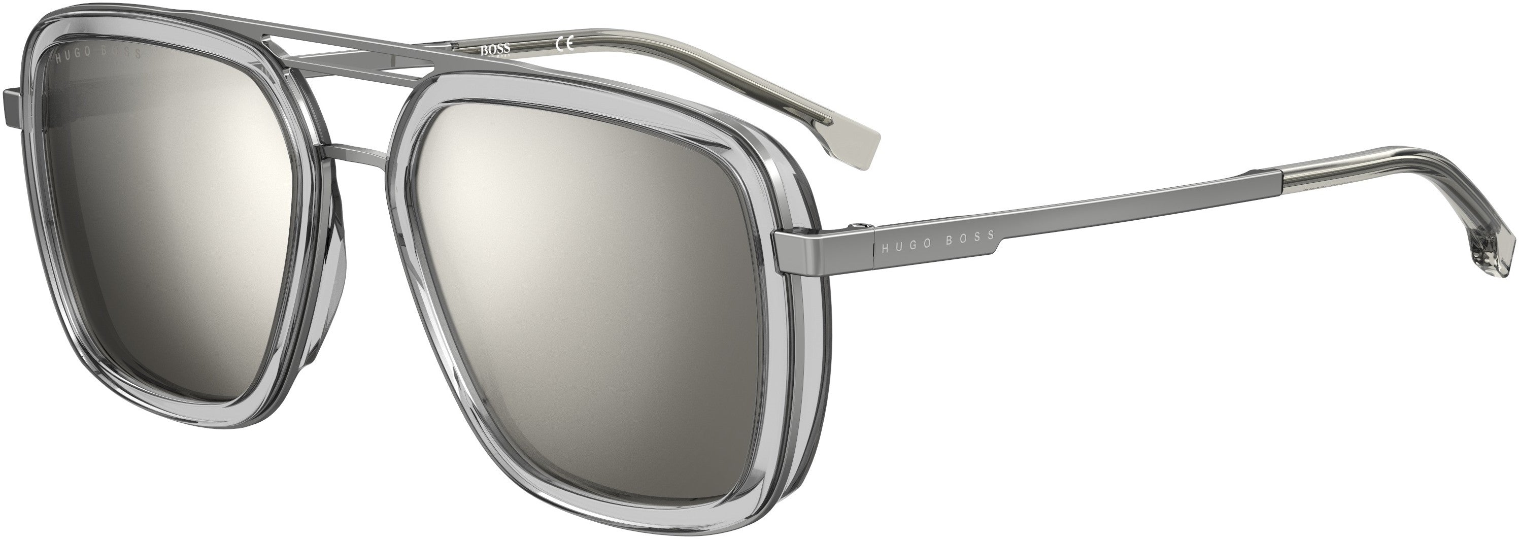 Boss (hub) Boss 1235/S Rectangular Sunglasses 0D3X-0D3X  Gray Ruthenium (T4 Silver Mirror)