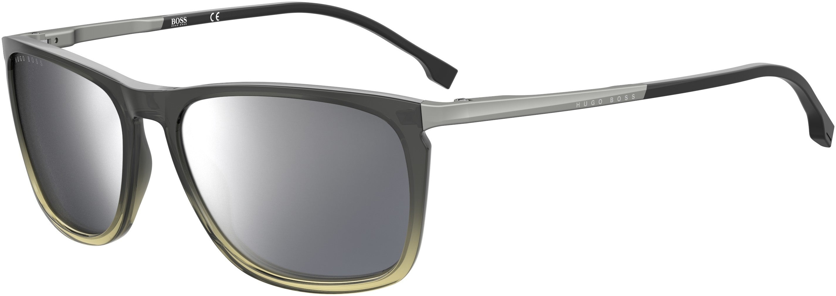 Boss (hub) Boss 1249/S Rectangular Sunglasses 04VF-04VF  Matte Gray Brown (T4 Silver Mirror)