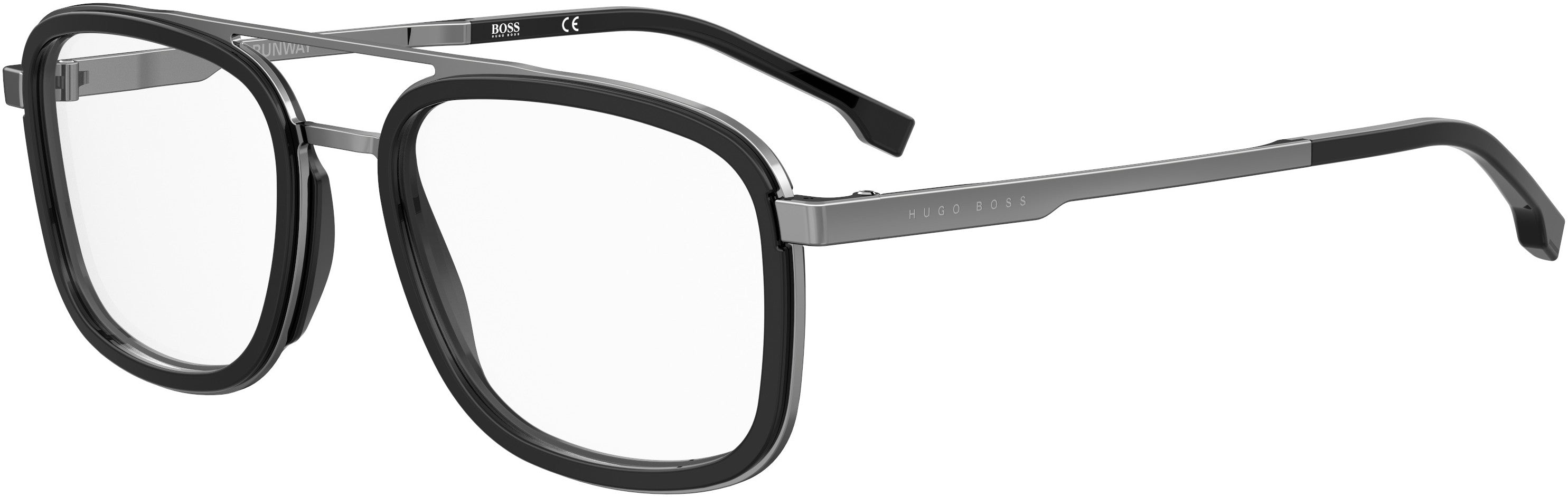 Boss (hub) Boss 1255 Square Eyeglasses 0ANS-0ANS  Black Dark Ruthenium (00 Demo Lens)