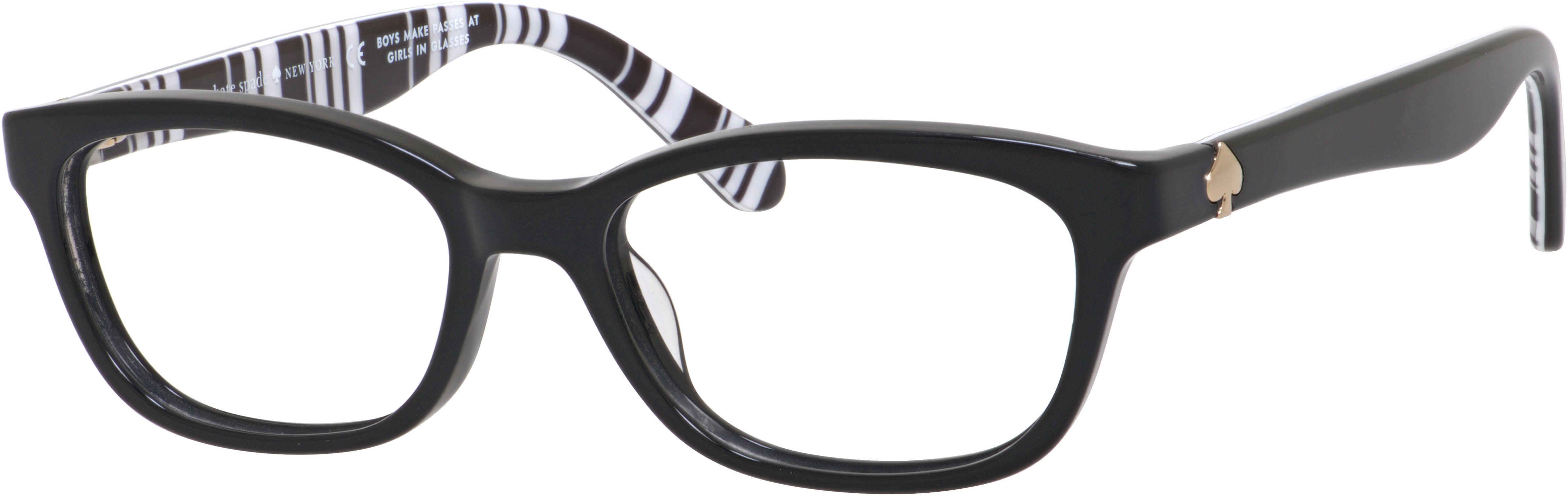 Kate Spade Brylie Rectangular Eyeglasses 0QG9-0QG9  Black Ptt White (00 Demo Lens)