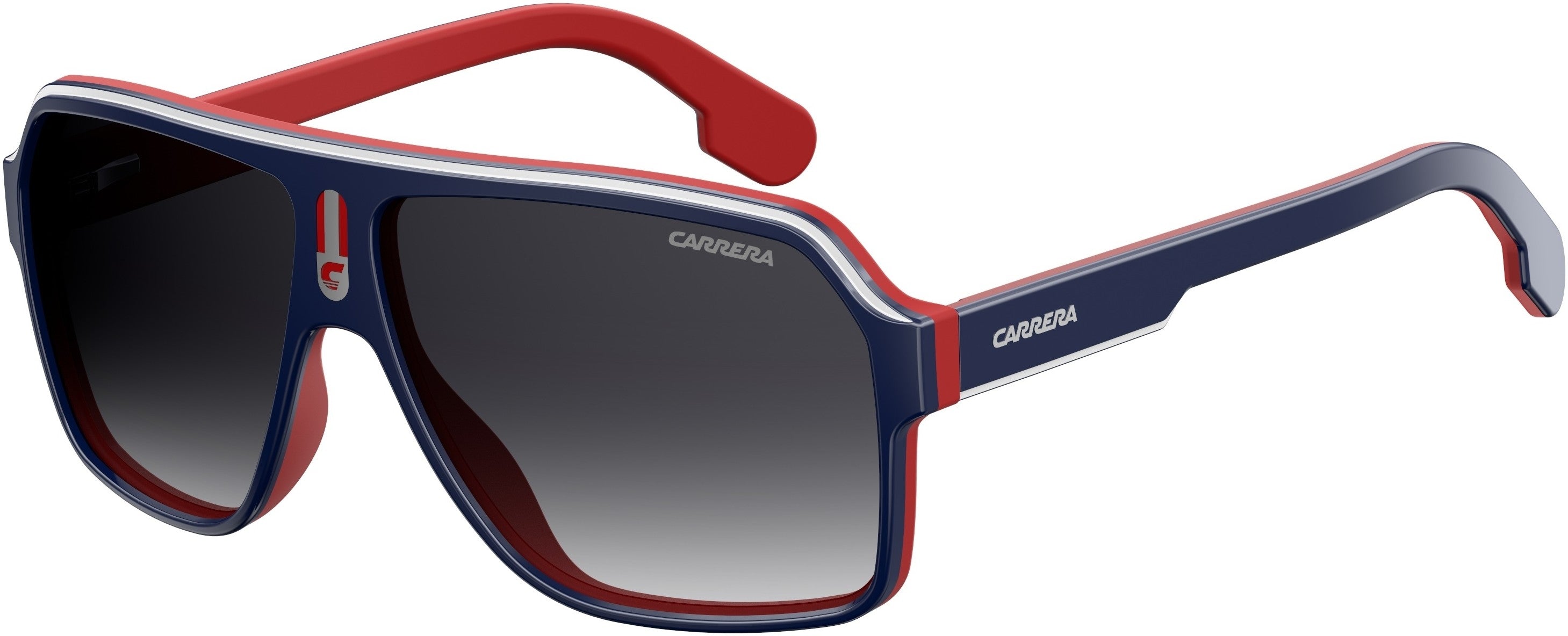  Carrera 1001/S Rectangular Sunglasses 08RU-08RU  Blue Red (9O Dark Gray Gradient)