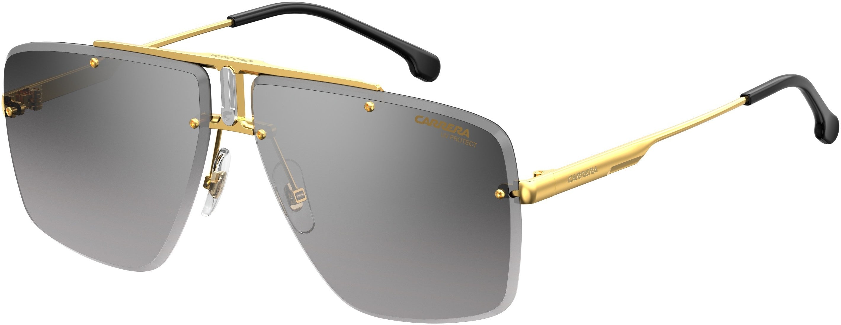  Carrera 1016/S Navigator Sunglasses 0RHL-0RHL  Gold Black (IC Gray Mirror Shaded Silver)