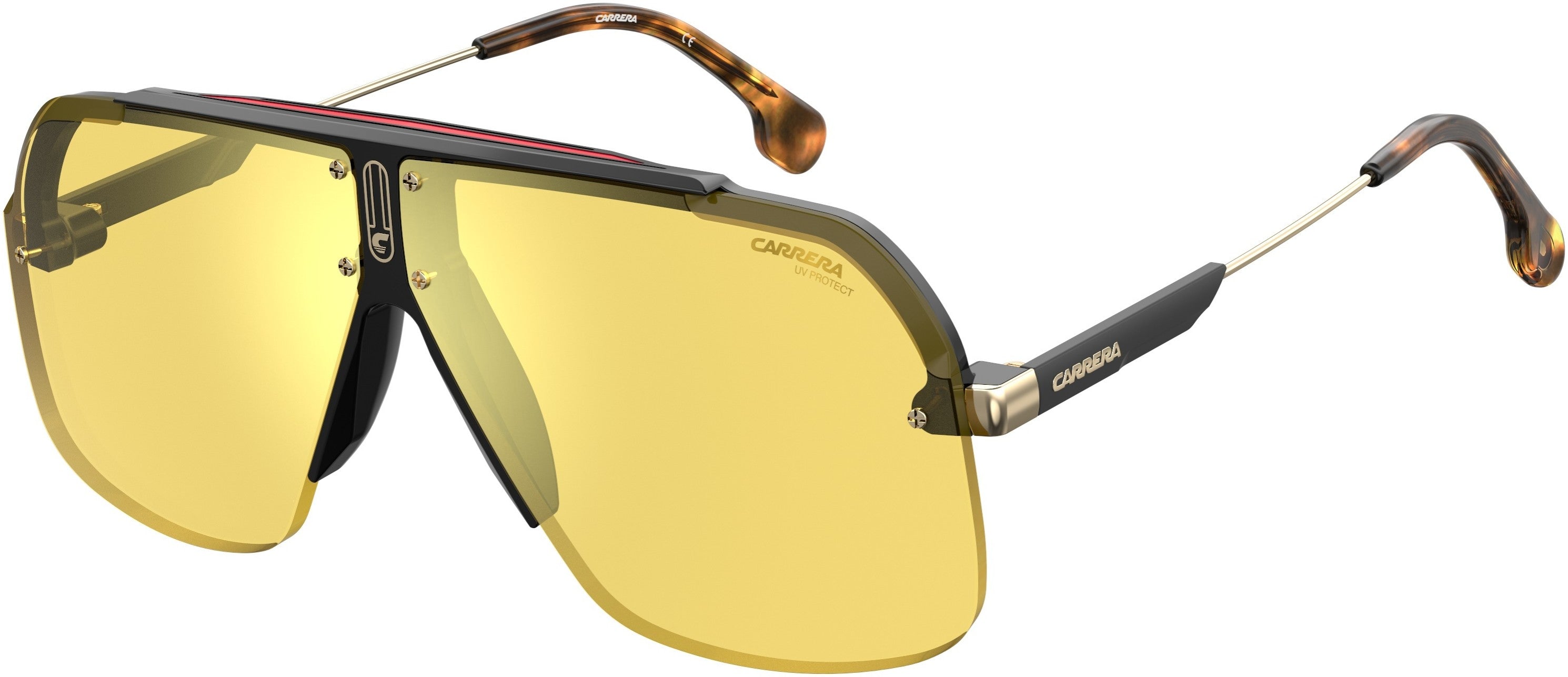  Carrera 1031/S Rectangular Sunglasses 071C-071C  Black Yellow (ET Yellow Gold Mirror)