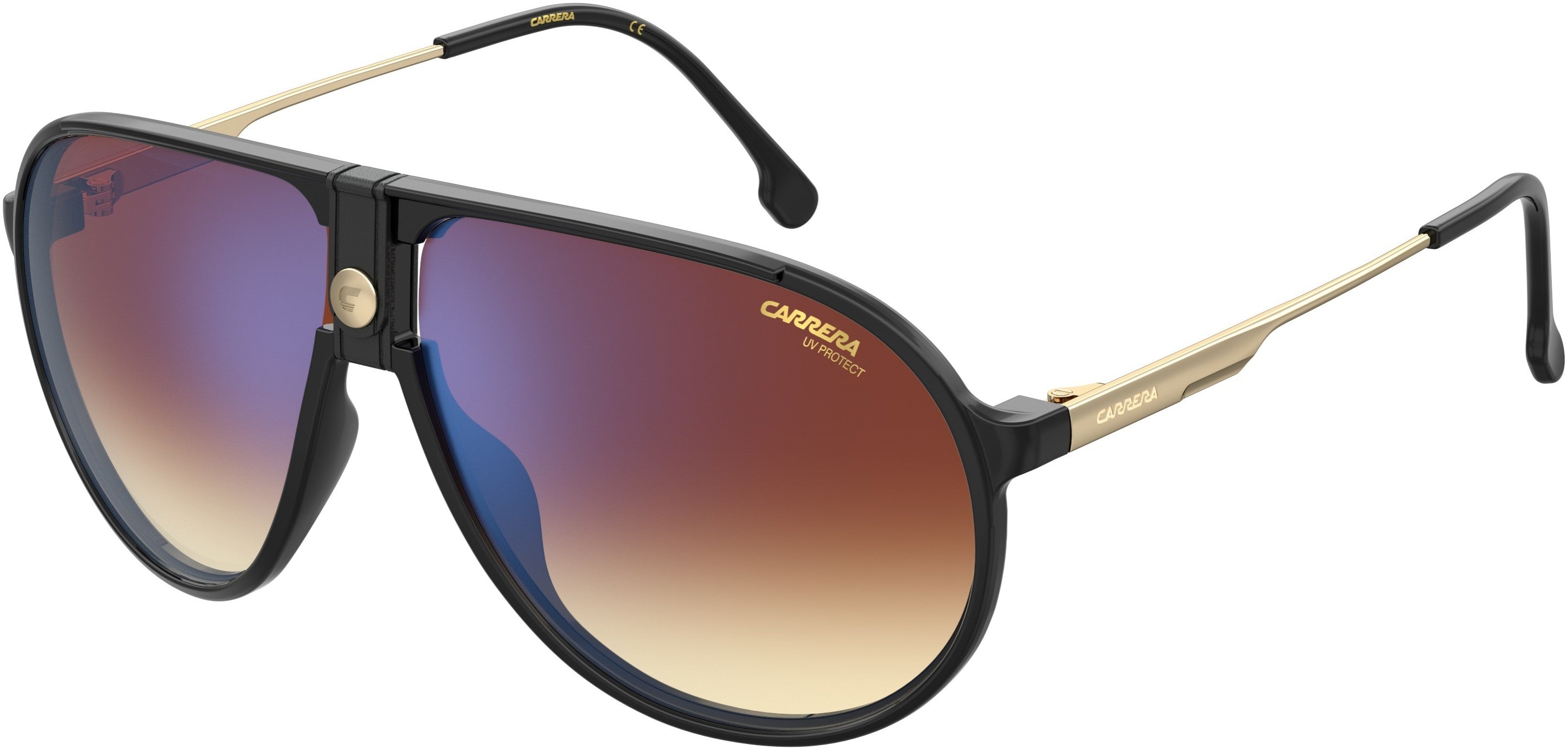  Carrera 1034/S Aviator Sunglasses 02M2-02M2  Black Gold (A8 Brown Shaded Blue Mirror)
