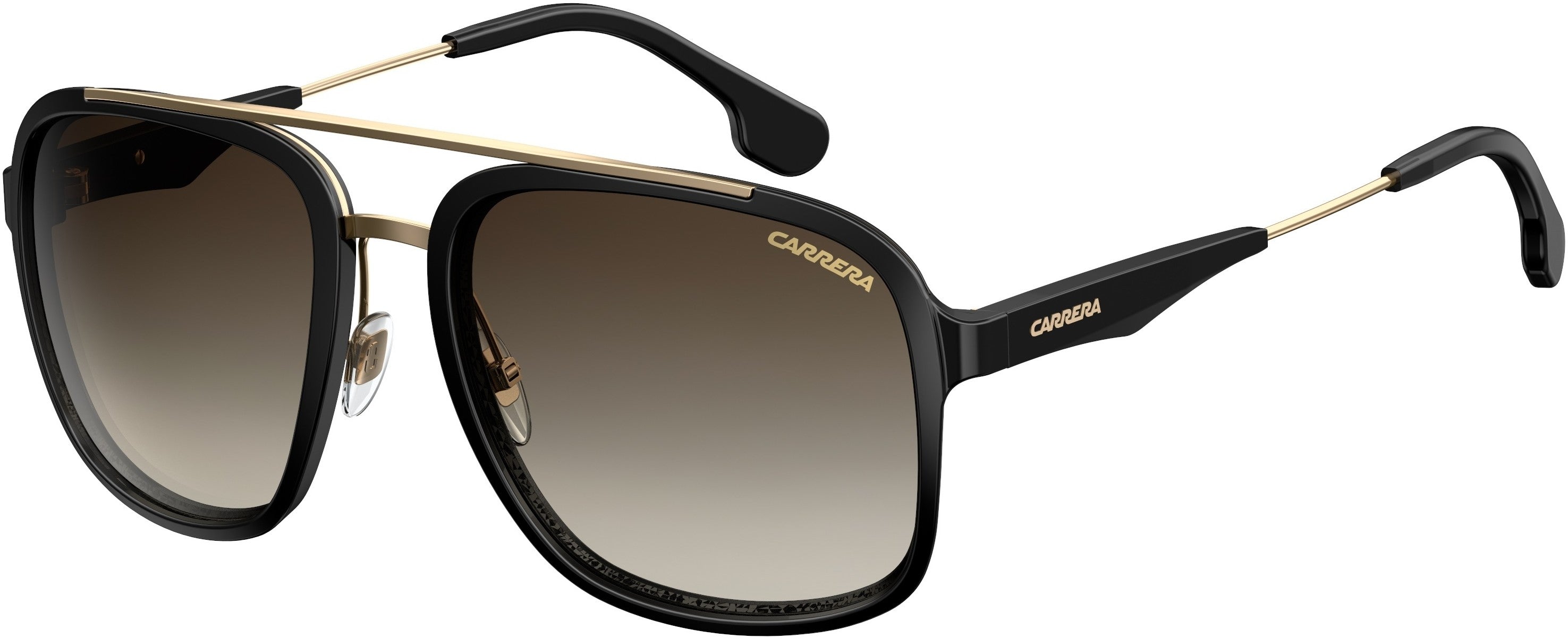  Carrera 133/S Square Sunglasses 02M2-02M2  Black Gold (HA Brown Gradient)