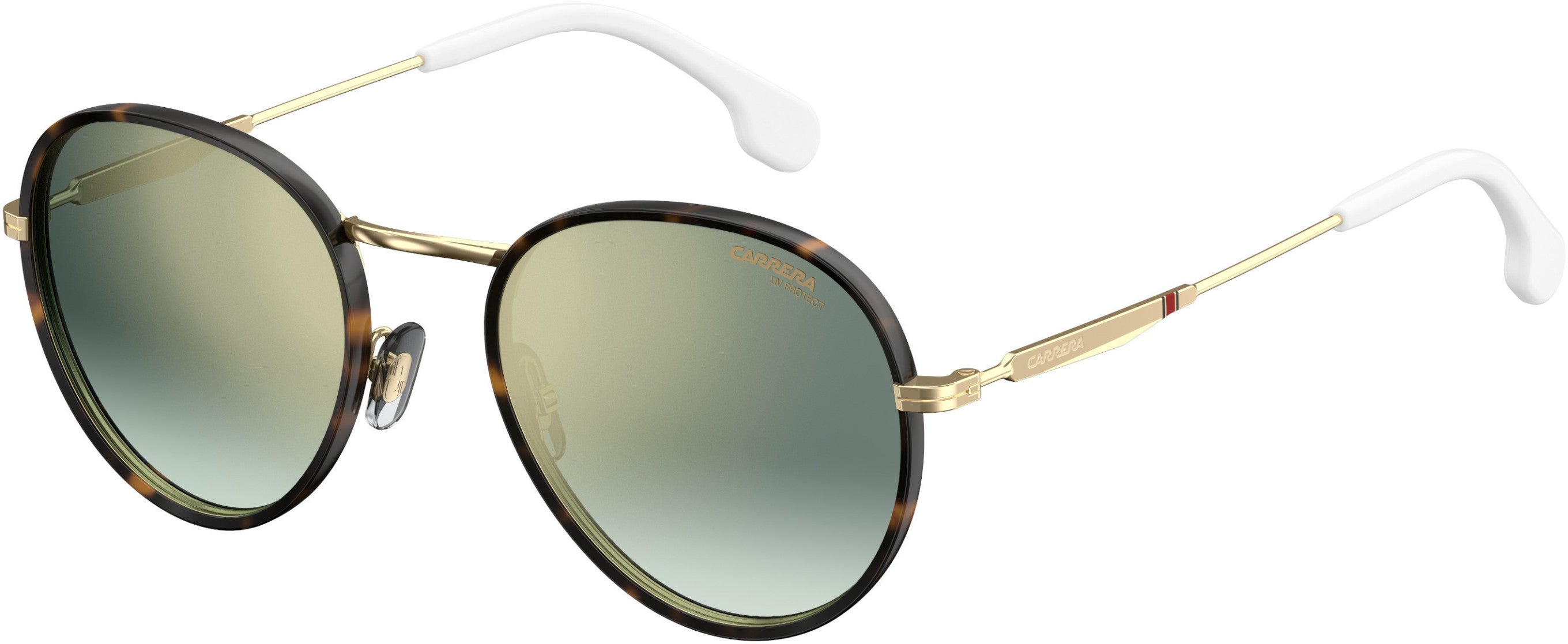  Carrera 151/S Oval Modified Sunglasses 024S-024S  Gold White (EZ Green Silver Mirror)