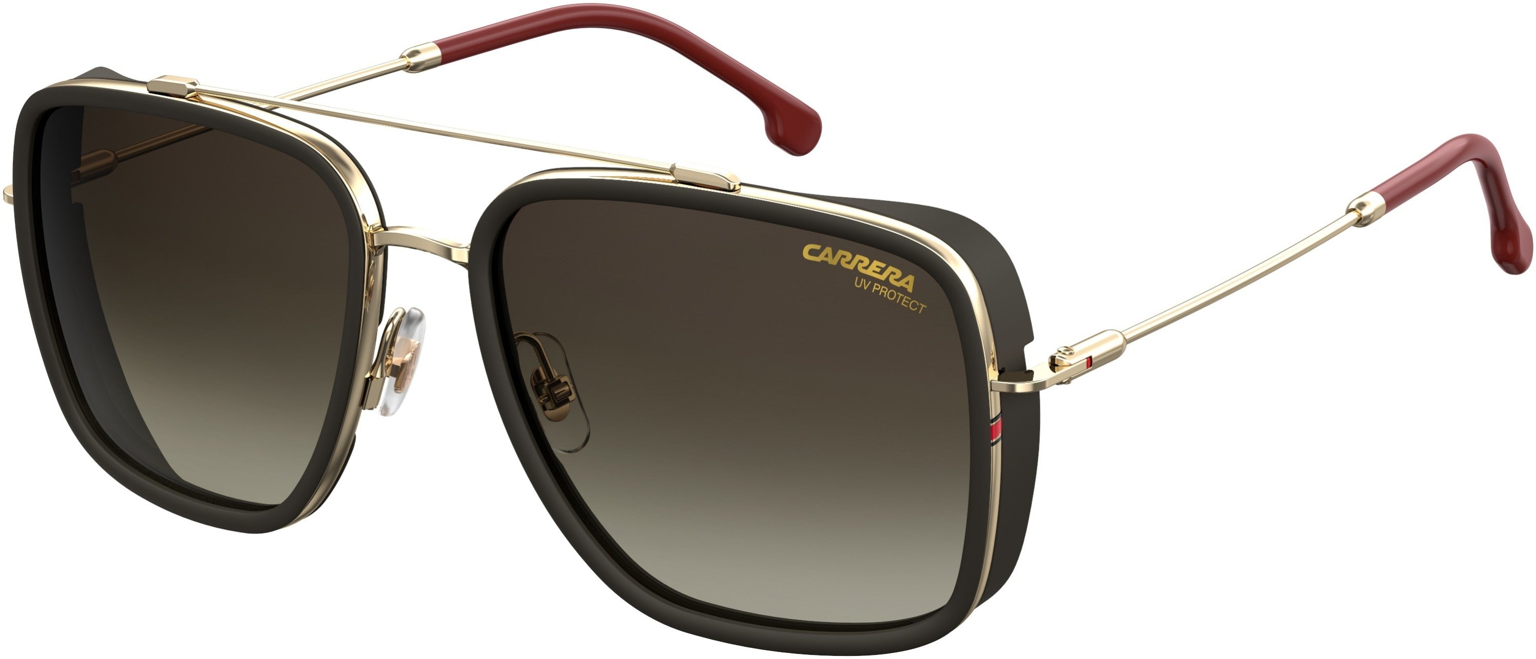  Carrera 207/S Rectangular Sunglasses 0AU2-0AU2  Red Gold (HA Brown Gradient)