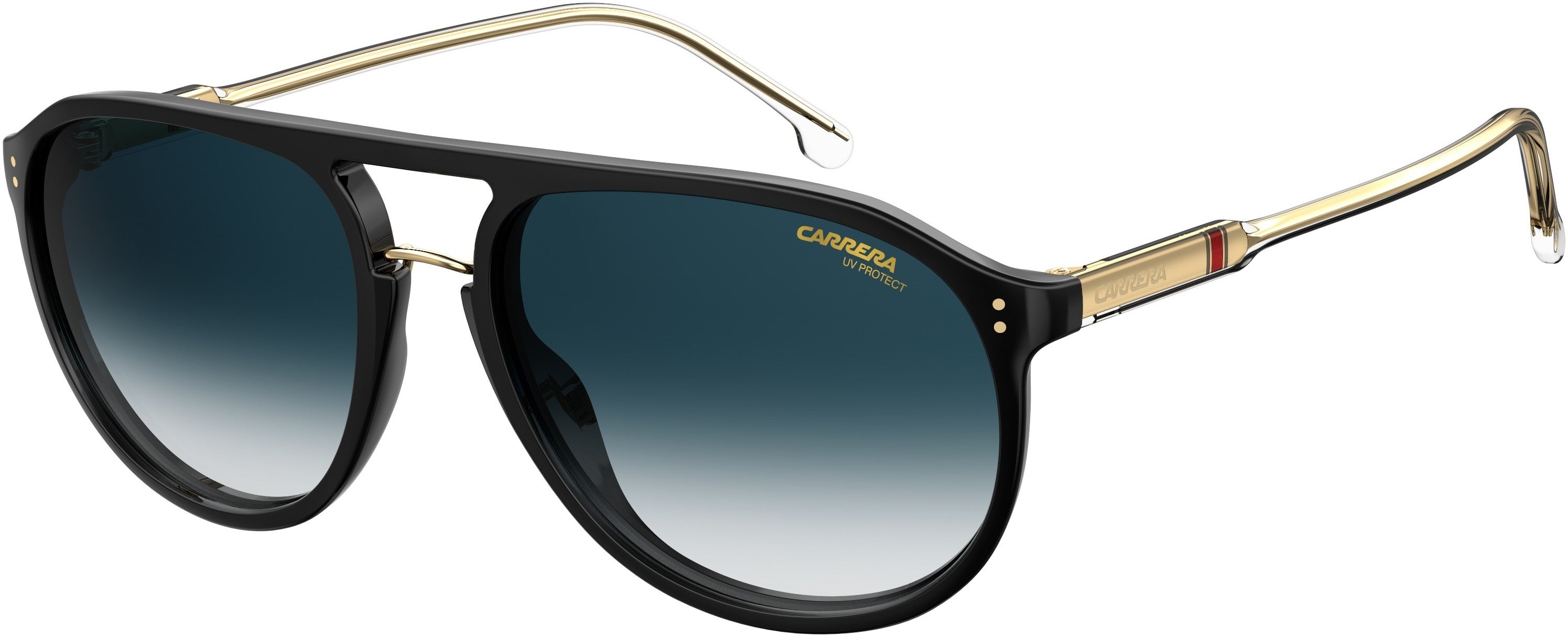  Carrera 212/S Aviator Sunglasses 07C5-07C5  Black Crystal (08 Blue Shaded)