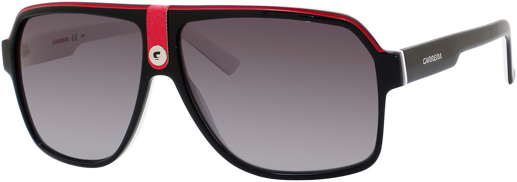  Carrera 33/S Rectangular Sunglasses 08V4-08V4  Black Crystal White (PT Gray Gradient)