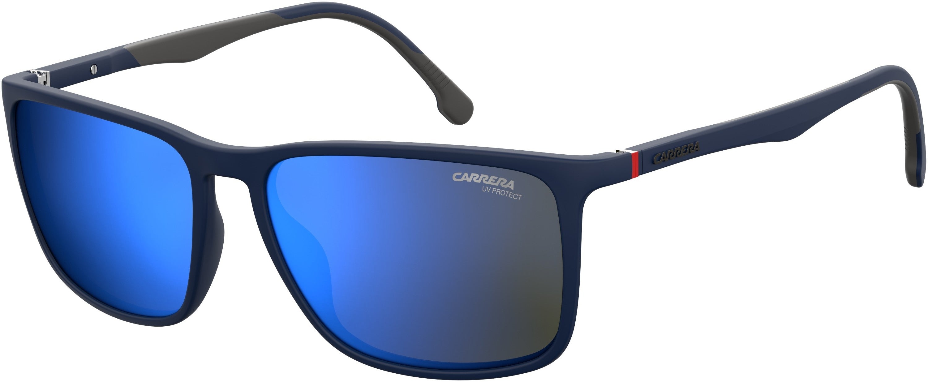  Carrera 8031/S Rectangular Sunglasses 0FLL-0FLL  Matte Blue (XT Gray Blue Mirro)