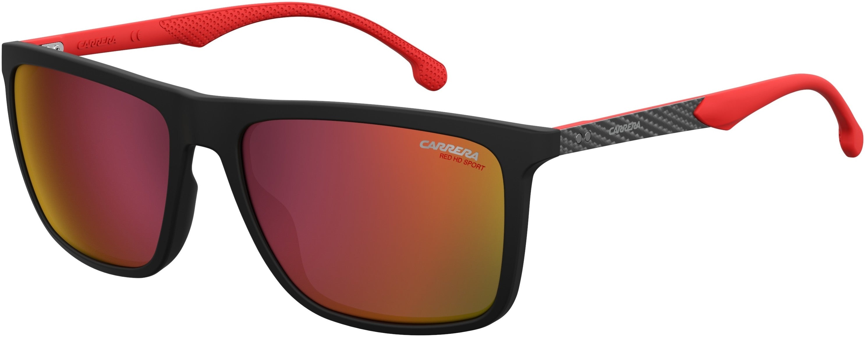  Carrera 8032/S Rectangular Sunglasses 0003-0003  Matte Black (W3 Red Hd Ml Ol)