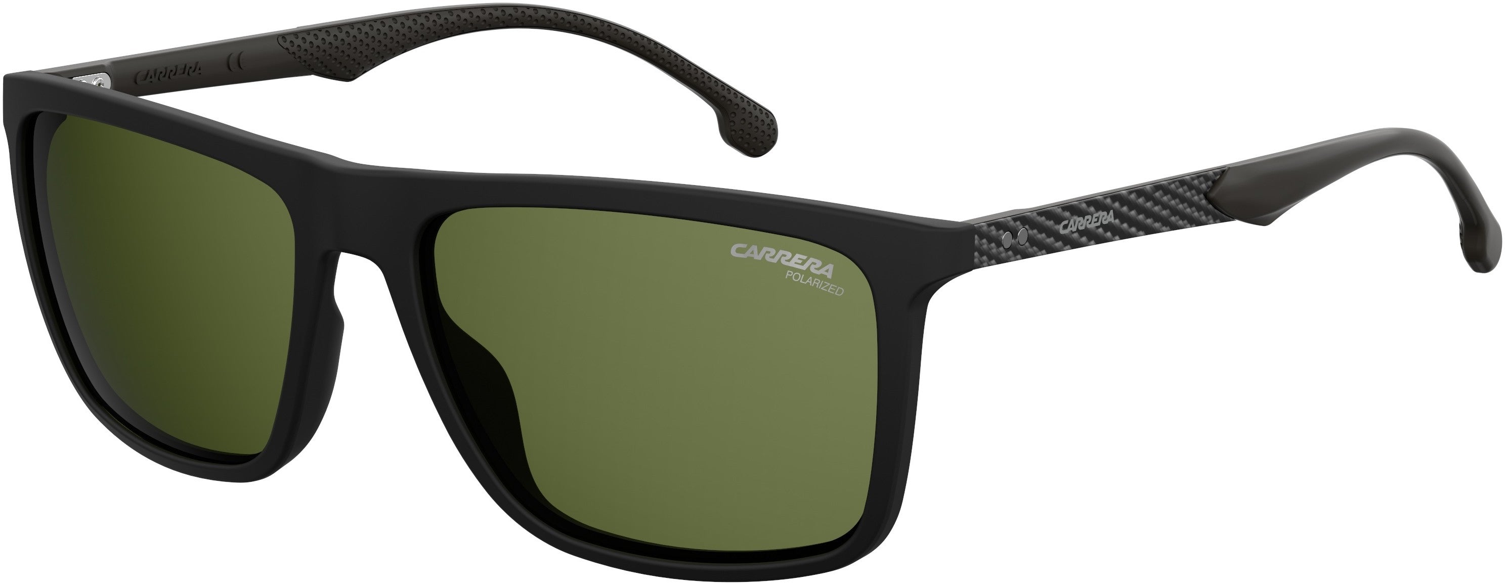  Carrera 8032/S Rectangular Sunglasses 0SUB-0SUB  Black Matte Black (UC Green Polarized)