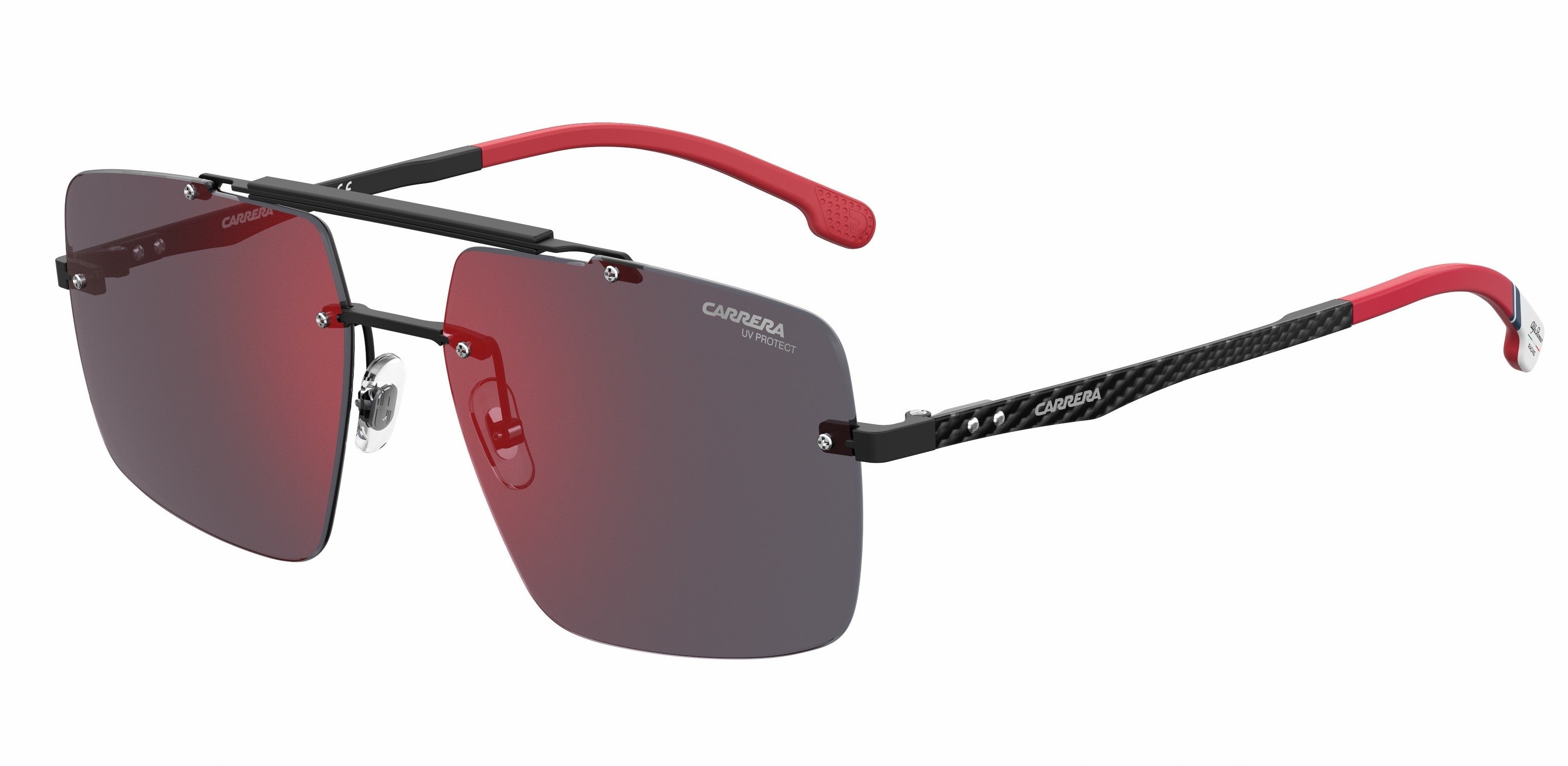  Carrera 8034/se Rectangular Sunglasses 0003-0003  Matte Black (AO Red Mirror)
