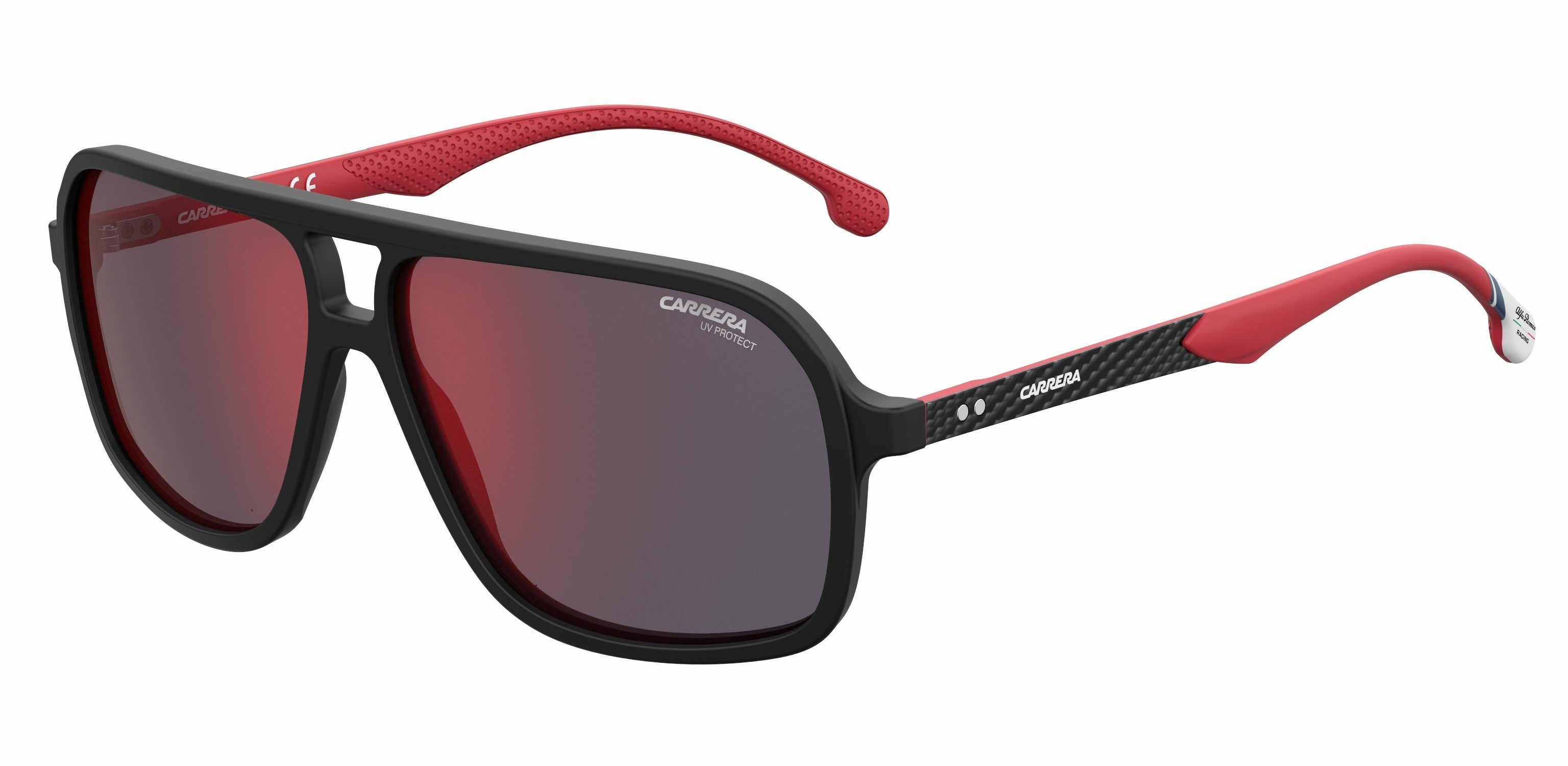 Carrera 8035/se Rectangular Sunglasses 0003-0003  Matte Black (AO Red Mirror)