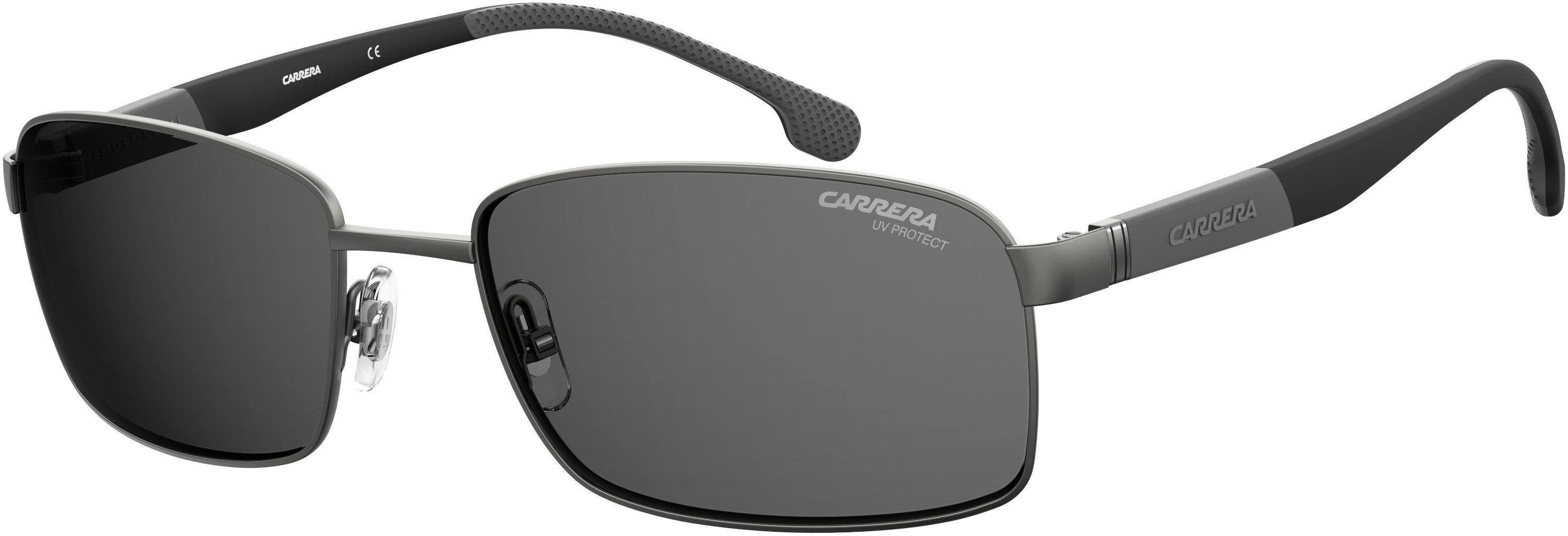  Carrera 8037/S Rectangular Sunglasses 0R80-0R80  Semi Matte Dark Ruthenium (IR Gray)