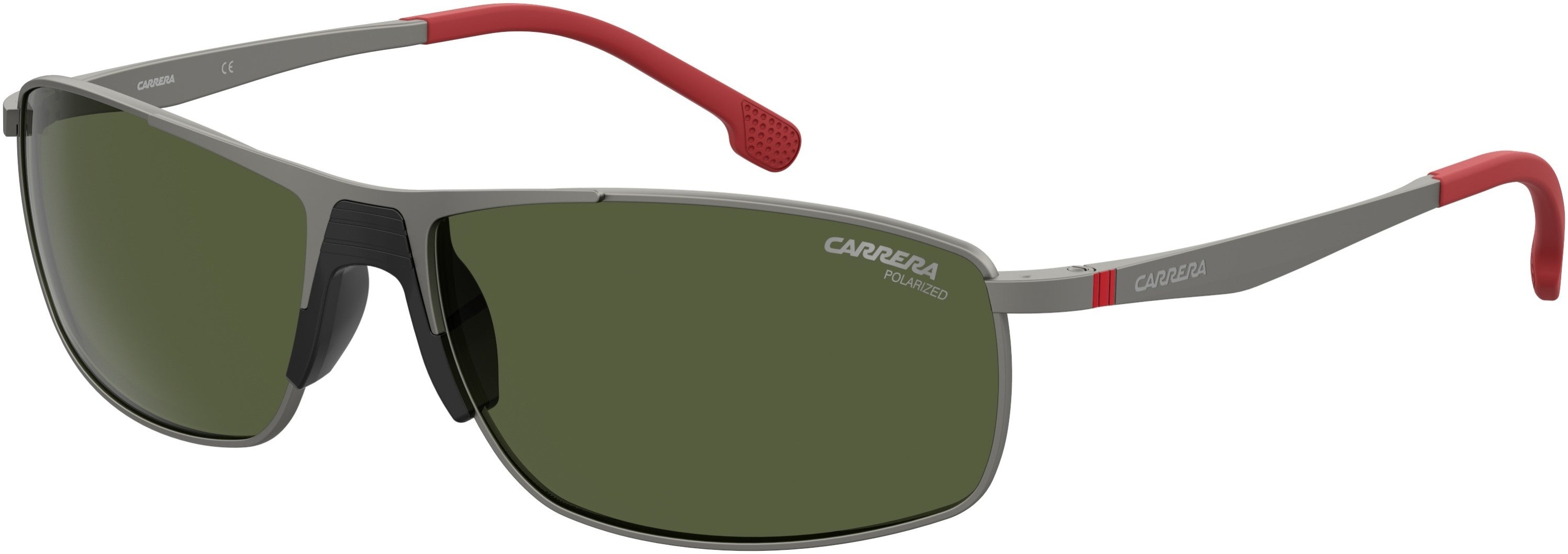  Carrera 8039/S Rectangular Sunglasses 0R80-0R80  Semi Matte Dark Ruthenium (UC Green Polarized)