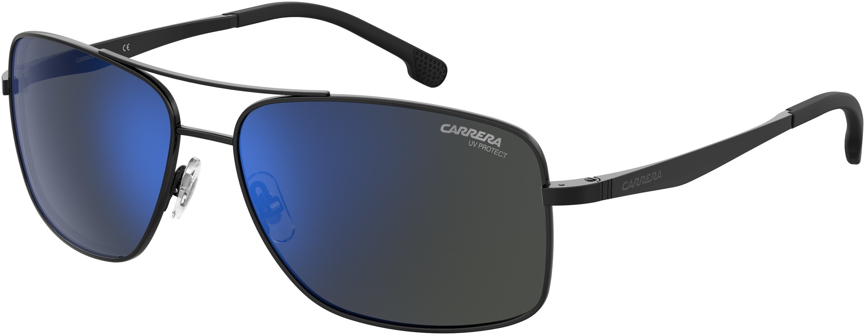  Carrera 8040/S Rectangular Sunglasses 0807-0807  Black (XT Gray Blue Mirro)