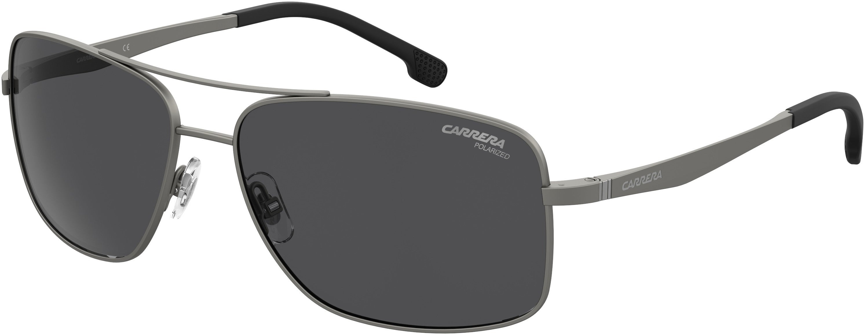  Carrera 8040/S Rectangular Sunglasses 0R80-0R80  Semi Matte Dark Ruthenium (M9 Gray Pz)