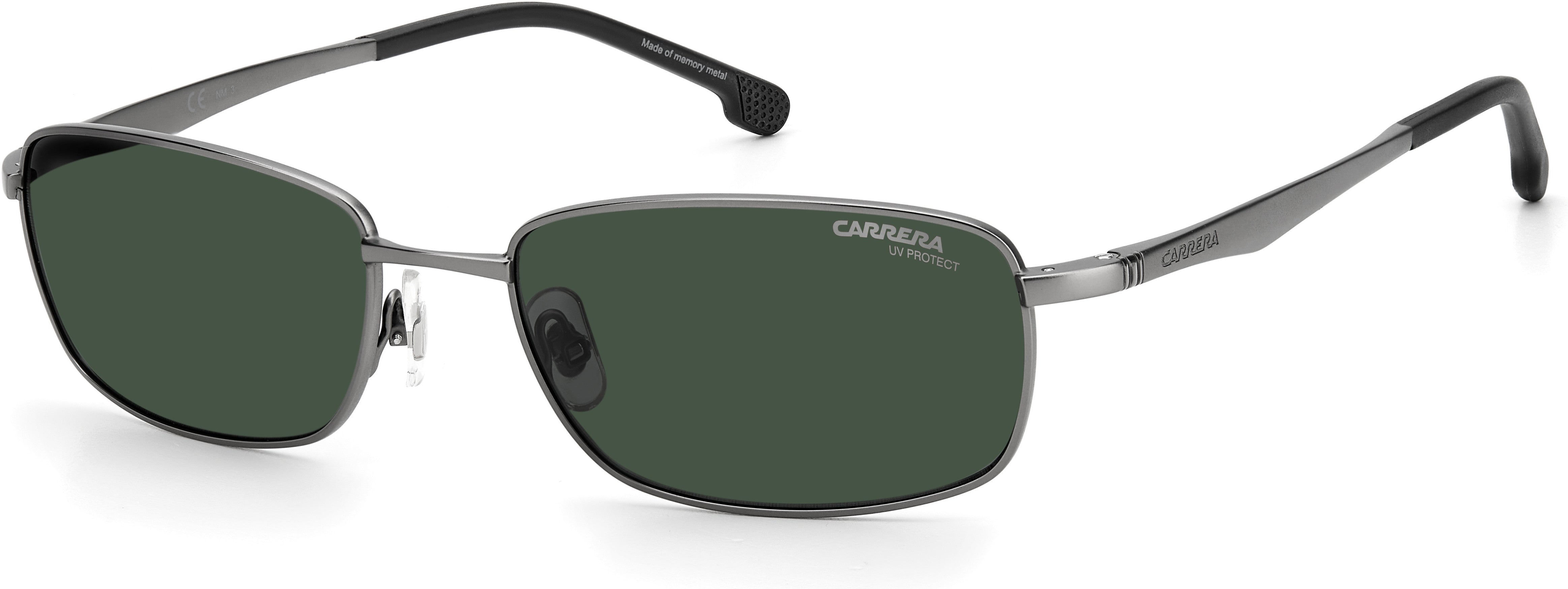  Carrera 8043/S Rectangular Sunglasses 0R80-0R80  Semi Matte Dark Ruthenium (QT Green)