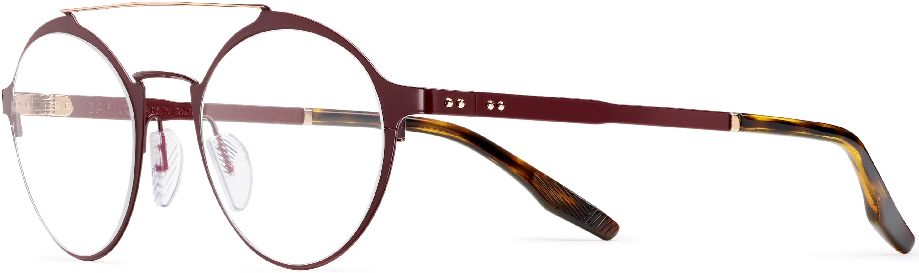 Safilo 2.0 Canalino 01 Oval Modified Eyeglasses 0E28-0E28  Semi Matte Burgundy / Gold Red (00 Demo Lens)