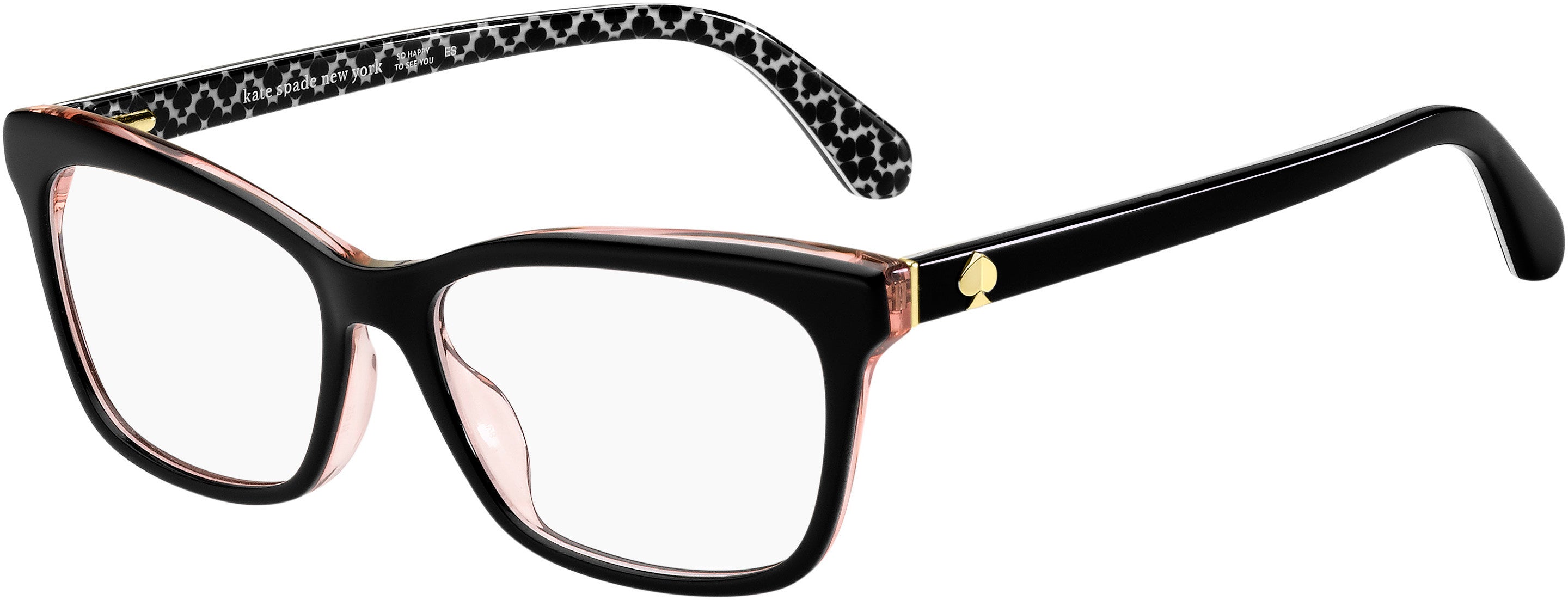 Kate Spade Cardea Rectangular Eyeglasses 03H2-03H2  Black Pink (00 Demo Lens)