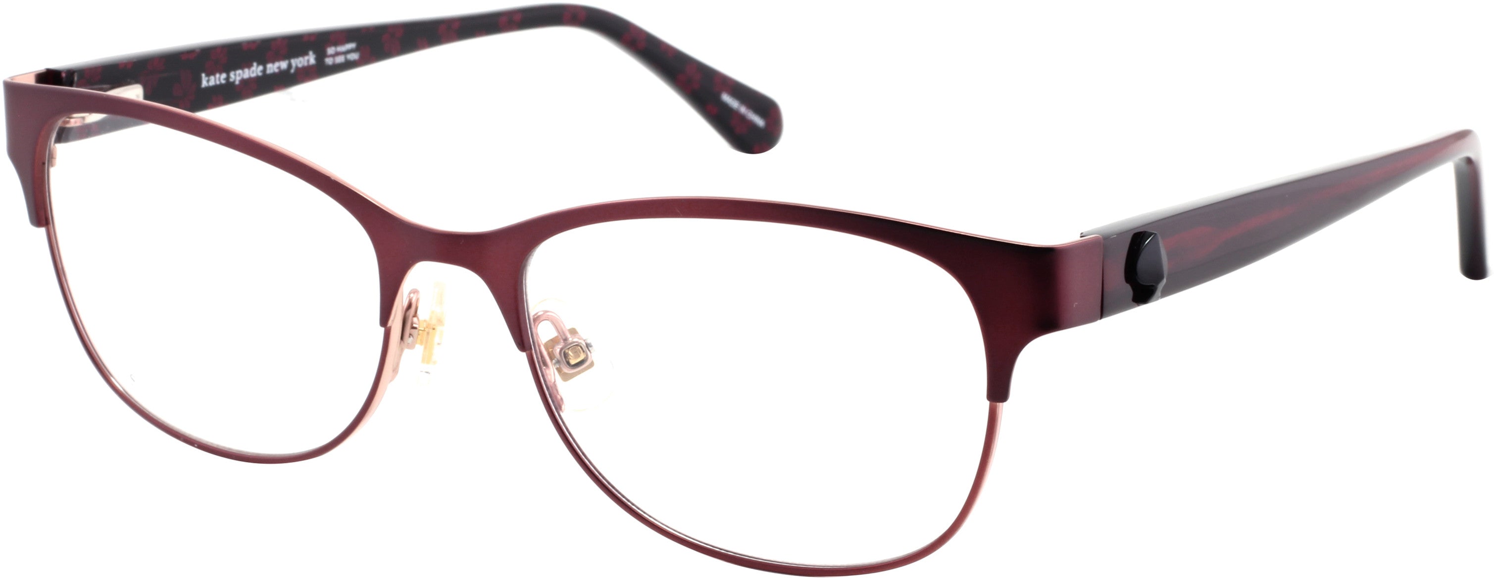 Kate Spade Carolina Rectangular Eyeglasses 0LHF-0LHF  Opal Burgundy (00 Demo Lens)