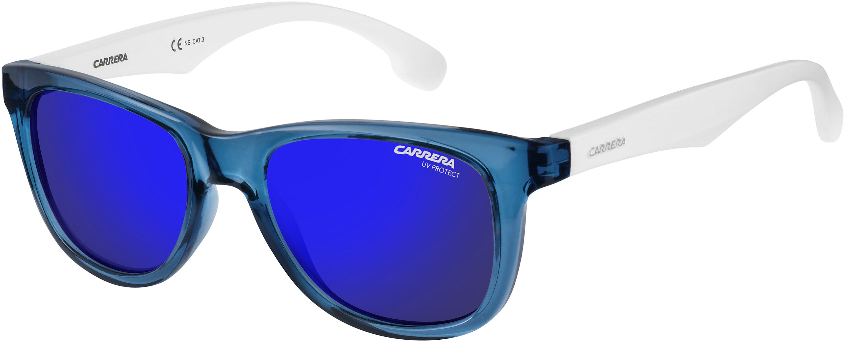 Carrera Carrerino 20 Rectangular Sunglasses 0WWK-0WWK  White Blue Semi Matte Black (XT Gray Blue Mirro)