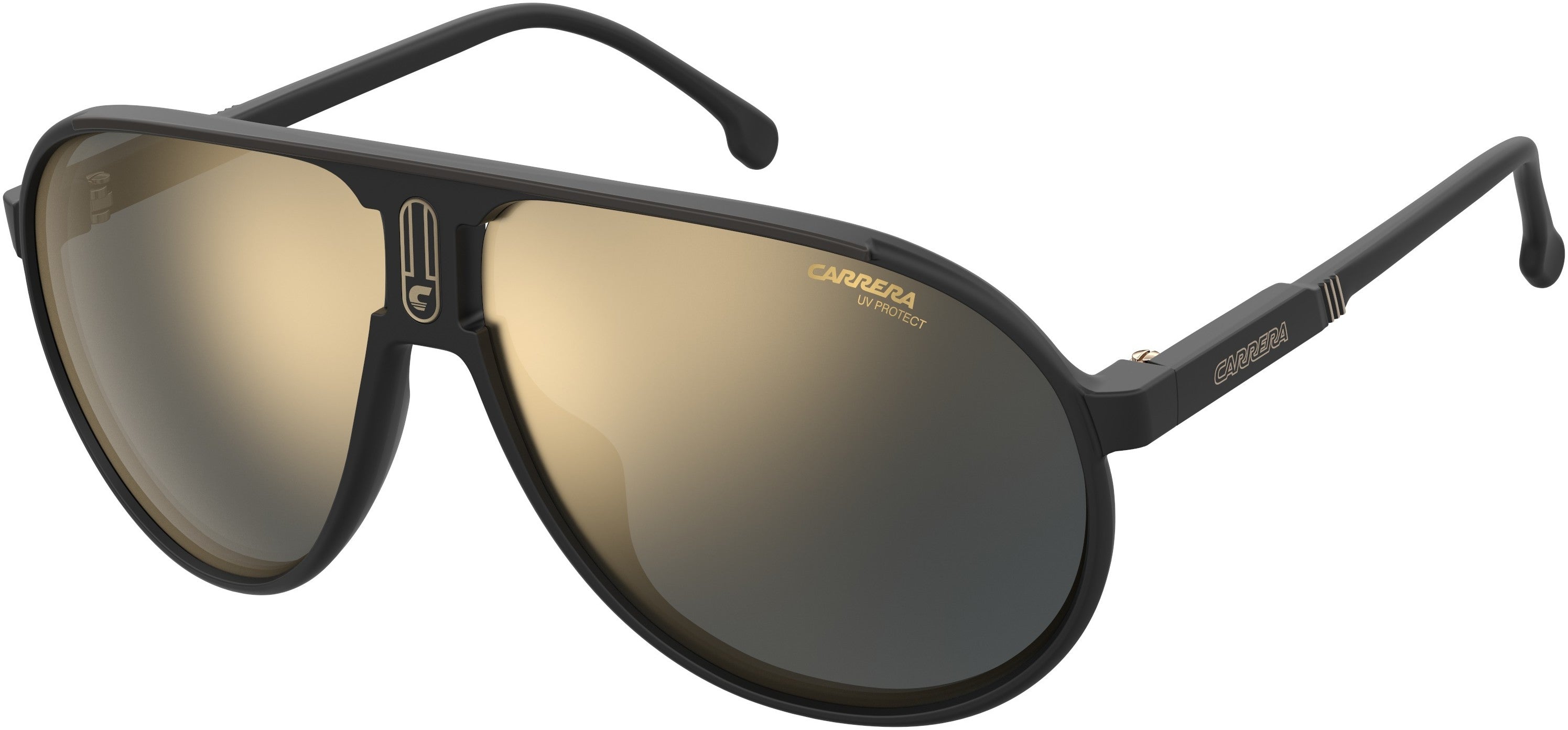 Carrera Champion 65 Aviator Sunglasses 0003-0003  Matte Black (JO Gray Gold Mirro)