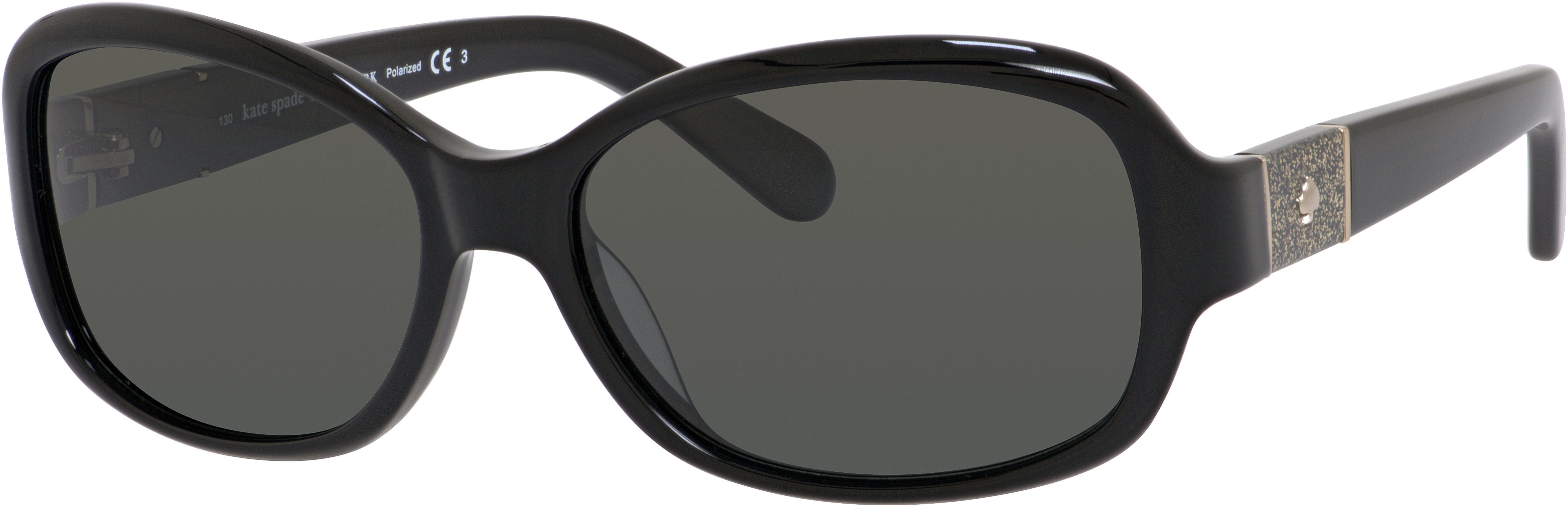 Kate Spade Cheyenne/P/S Oval Modified Sunglasses 807P-807P  Black (RA Gray Polarized)