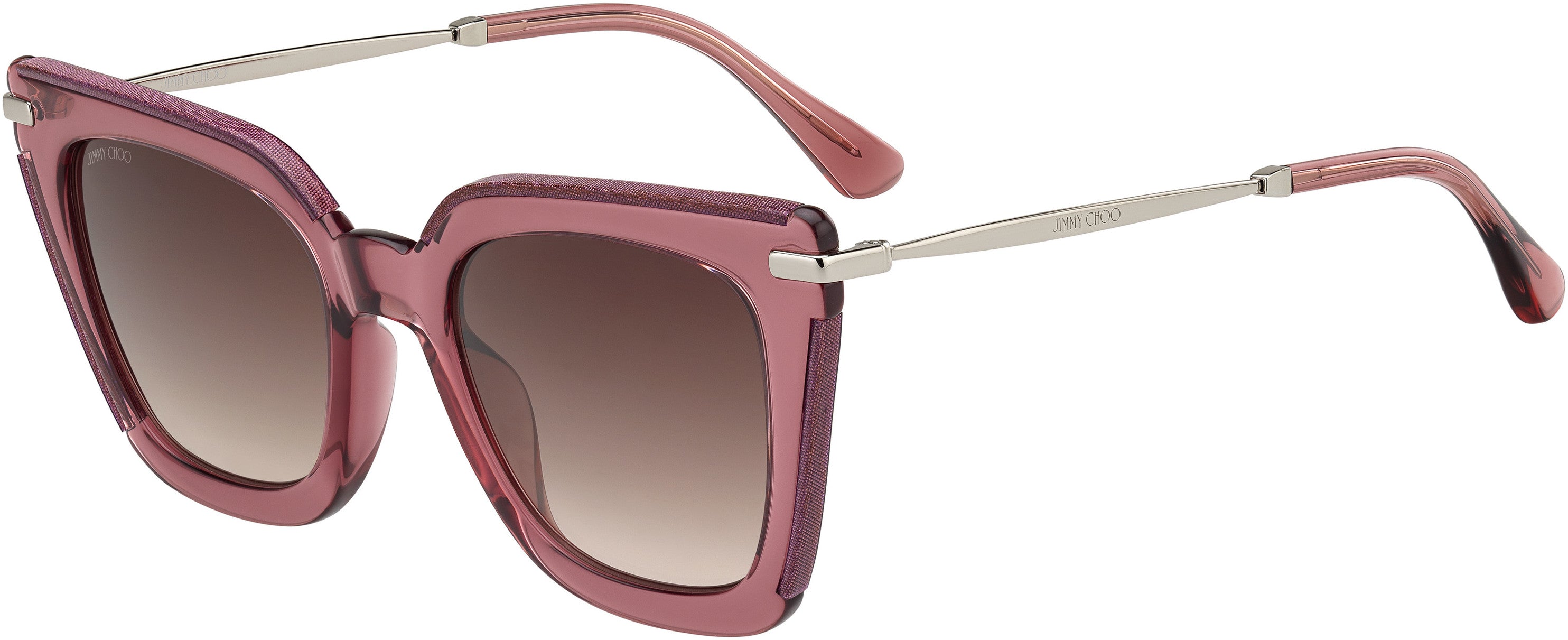 Jimmy Choo Ciara/G/S Square Sunglasses 0S5R-0S5R  Bugd Glitter (HA Brown Gradient)