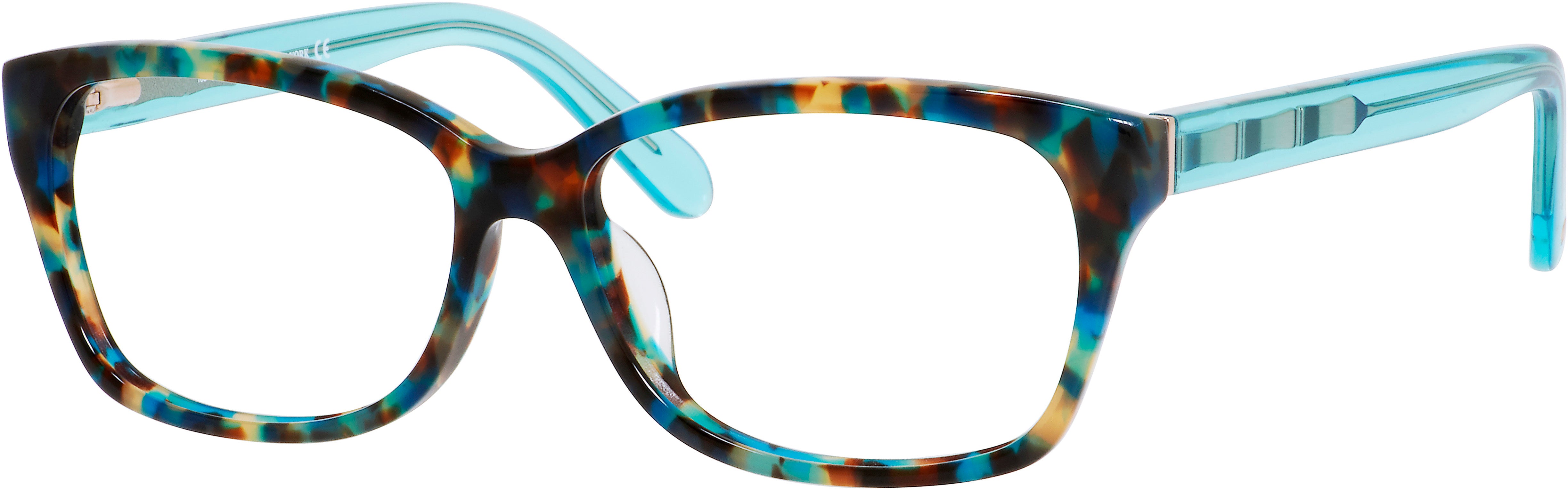 Kate Spade Demi/F Rectangular Eyeglasses 0FB1-0FB1  Teal Havana Teal (00 Demo Lens)