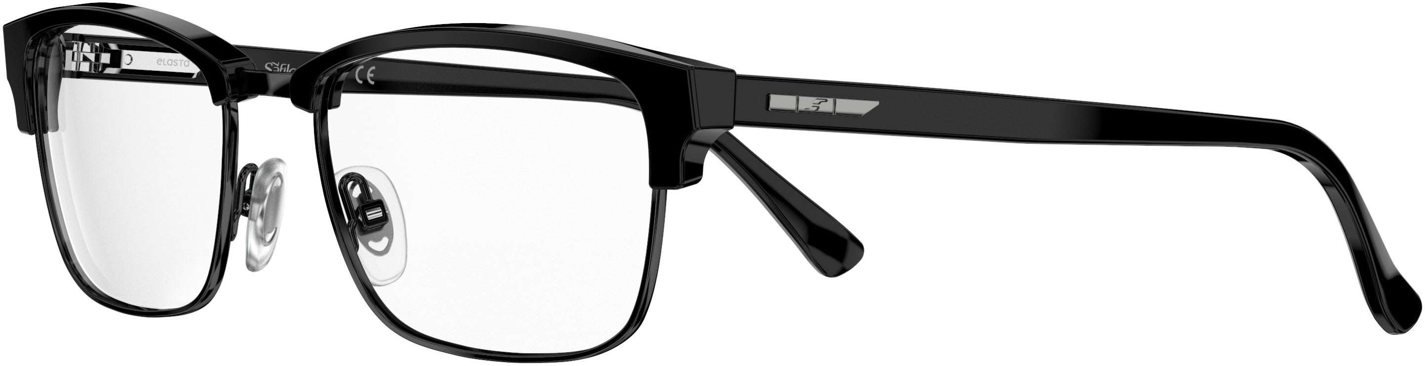  Elasta 1646 Square Eyeglasses 0807-0807  Black (00 Demo Lens)