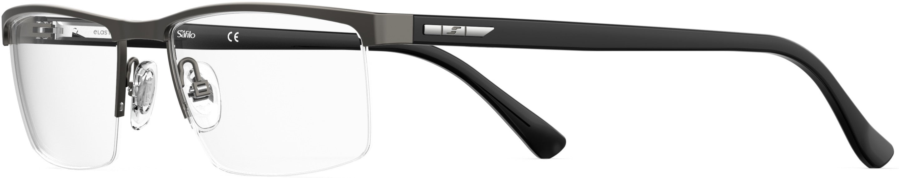  Elasta 7243 Rectangular Eyeglasses 0R80-0R80  Semi Matte Dark Ruthenium (00 Demo Lens)