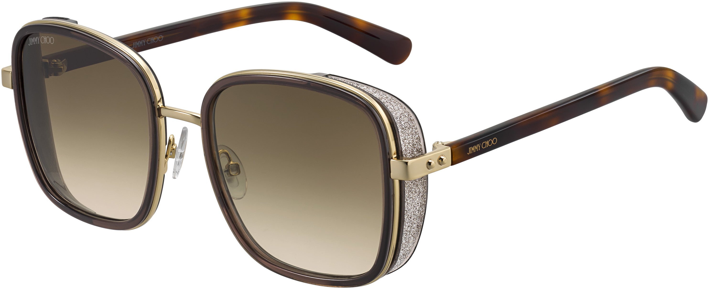 Jimmy Choo Elva/S Rectangular Sunglasses 0FG4-0FG4  Brown Gold (HA Brown Gradient)