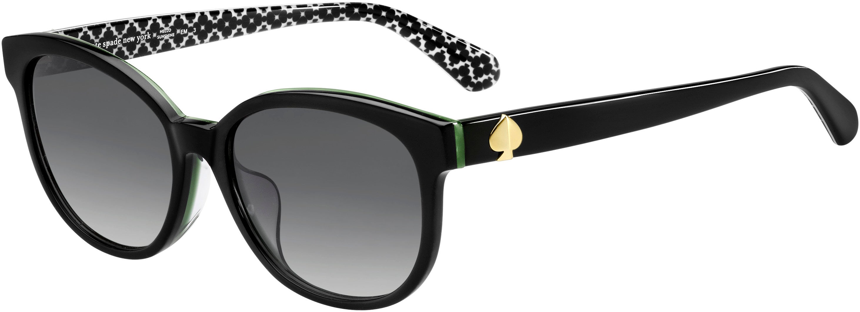 Kate Spade Emaleigh/F/S Oval Modified Sunglasses 07ZJ-07ZJ  Black Green (9O Dark Gray Gradient)