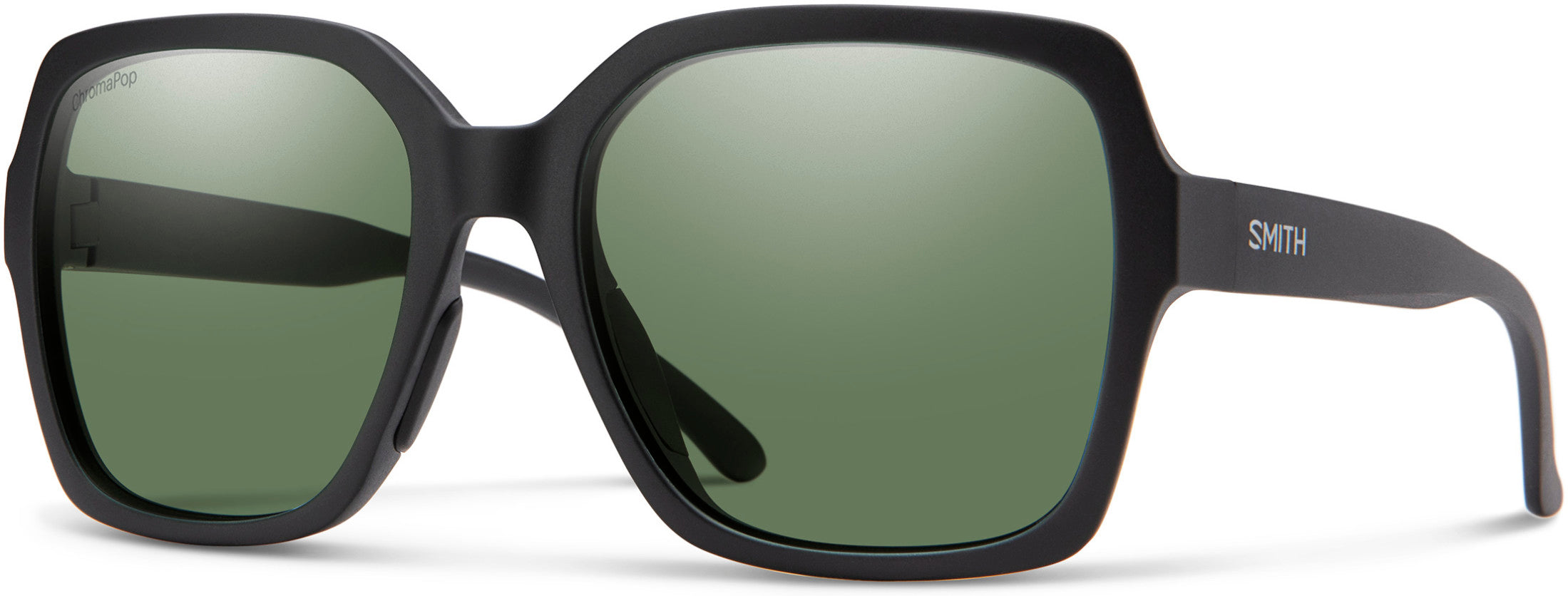 Smith Flare Square Sunglasses 0003-0003  Matte Black (L7 Polarized Green CP)