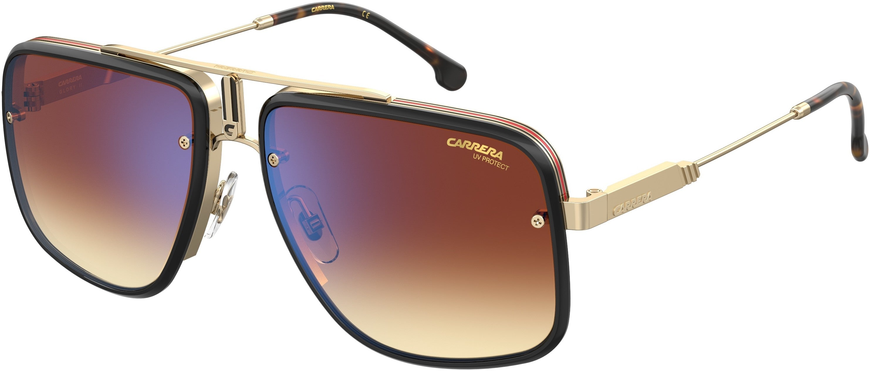  Carrera Glory Ii Rectangular Sunglasses 0J5G-0J5G  Gold (A8 Brown Shaded Blue Mirror)