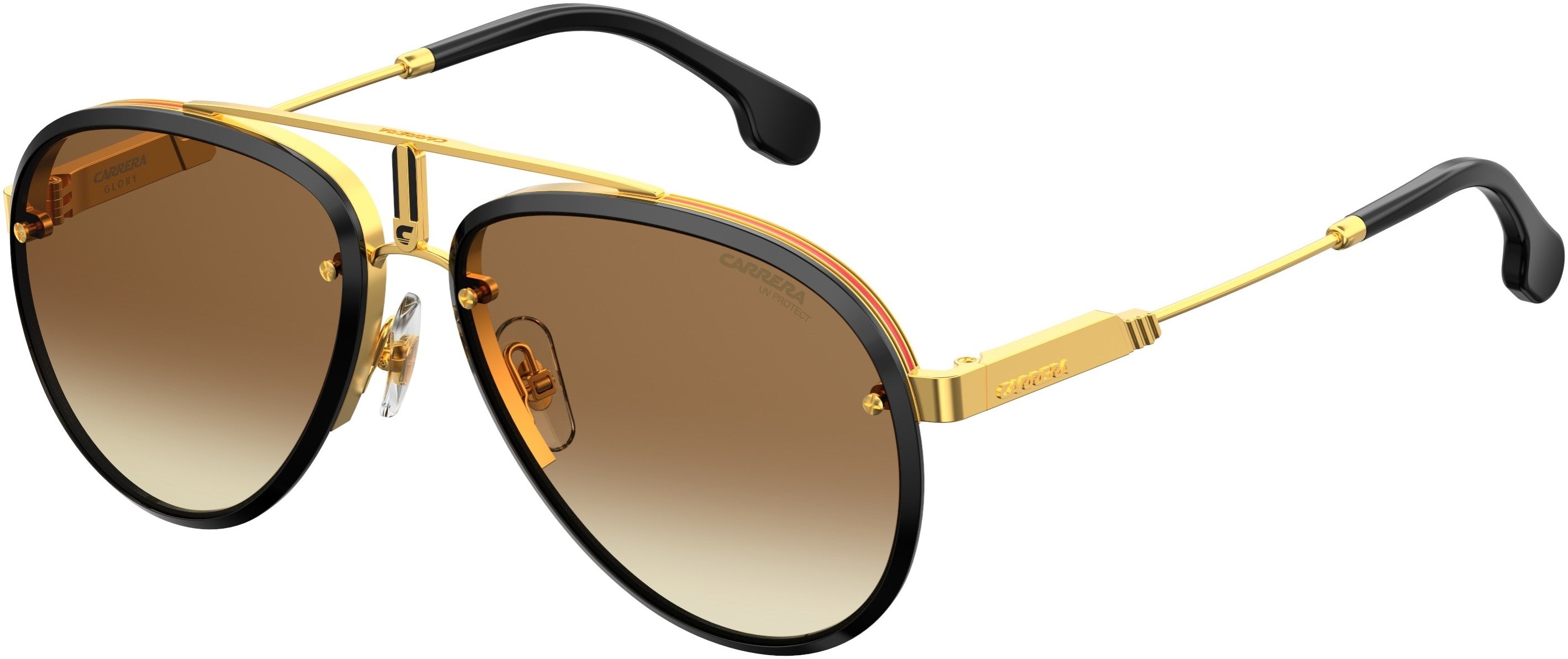  Carrera Glory Aviator Sunglasses 02M2-02M2  Black Gold (86 Brown Shaded Ar)
