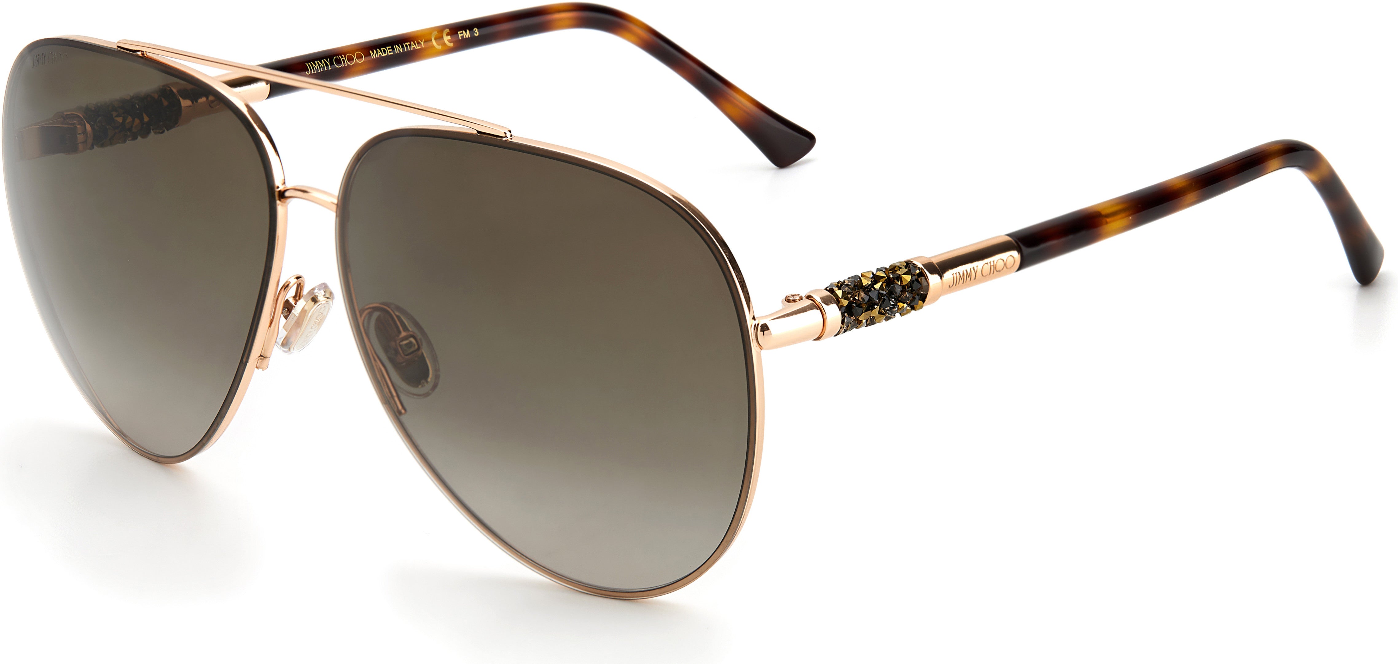 Jimmy Choo Gray/S Aviator Sunglasses 006J-006J  Gold Havana (HA Brown Gradient)