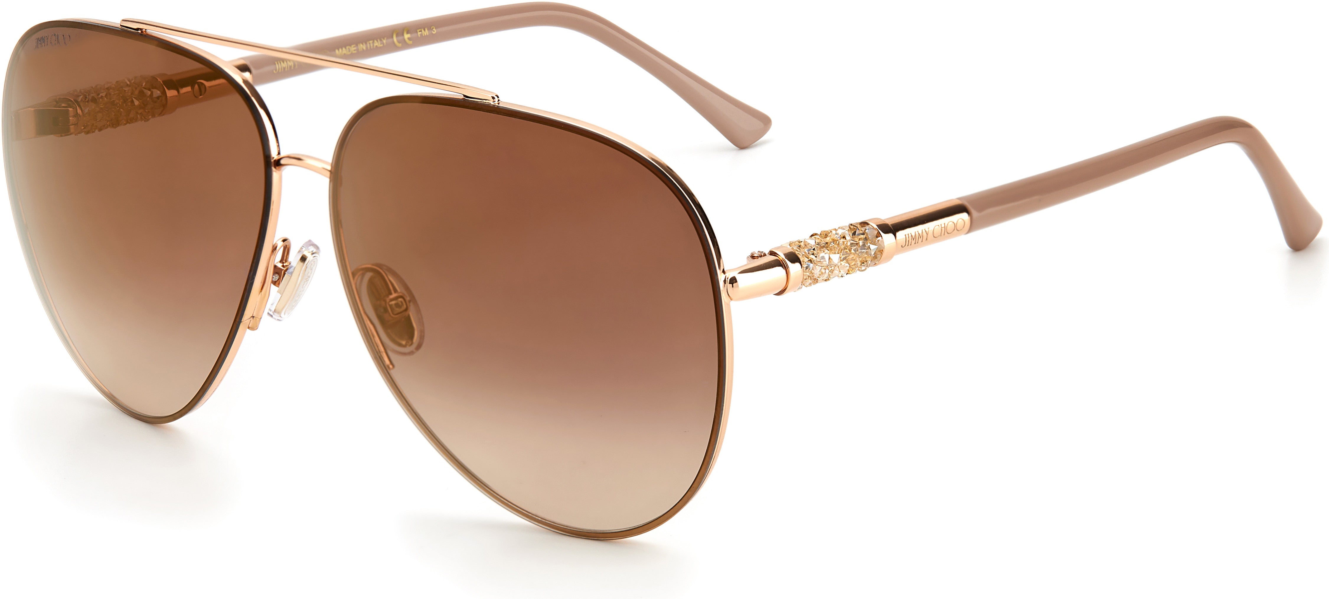 Jimmy Choo Gray/S Aviator Sunglasses 0BKU-0BKU  Gold Nude (JL Brown Ss Gold)