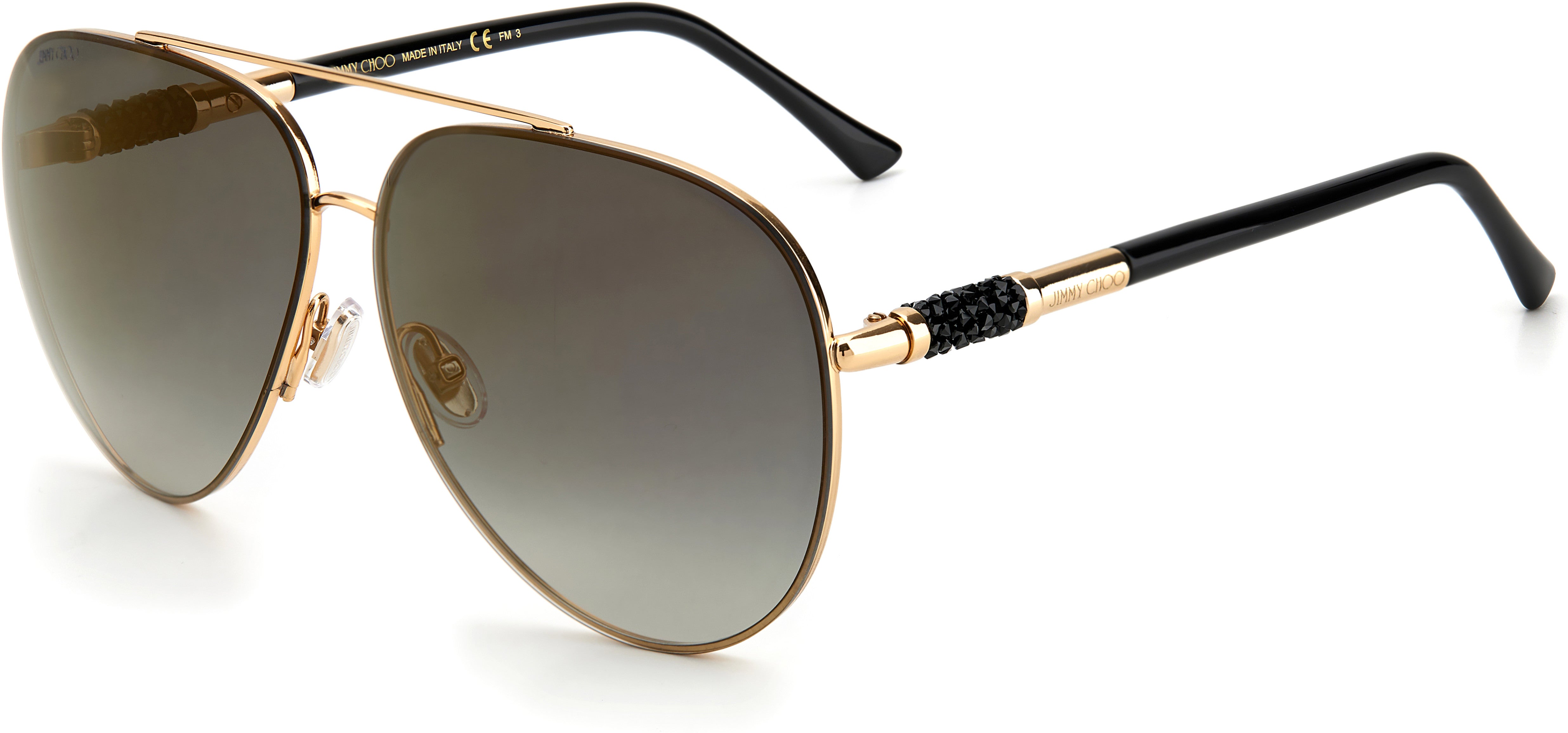 Jimmy Choo Gray/S Aviator Sunglasses 0RHL-0RHL  Gold Black (FQ Gray Sf Gold Sp)