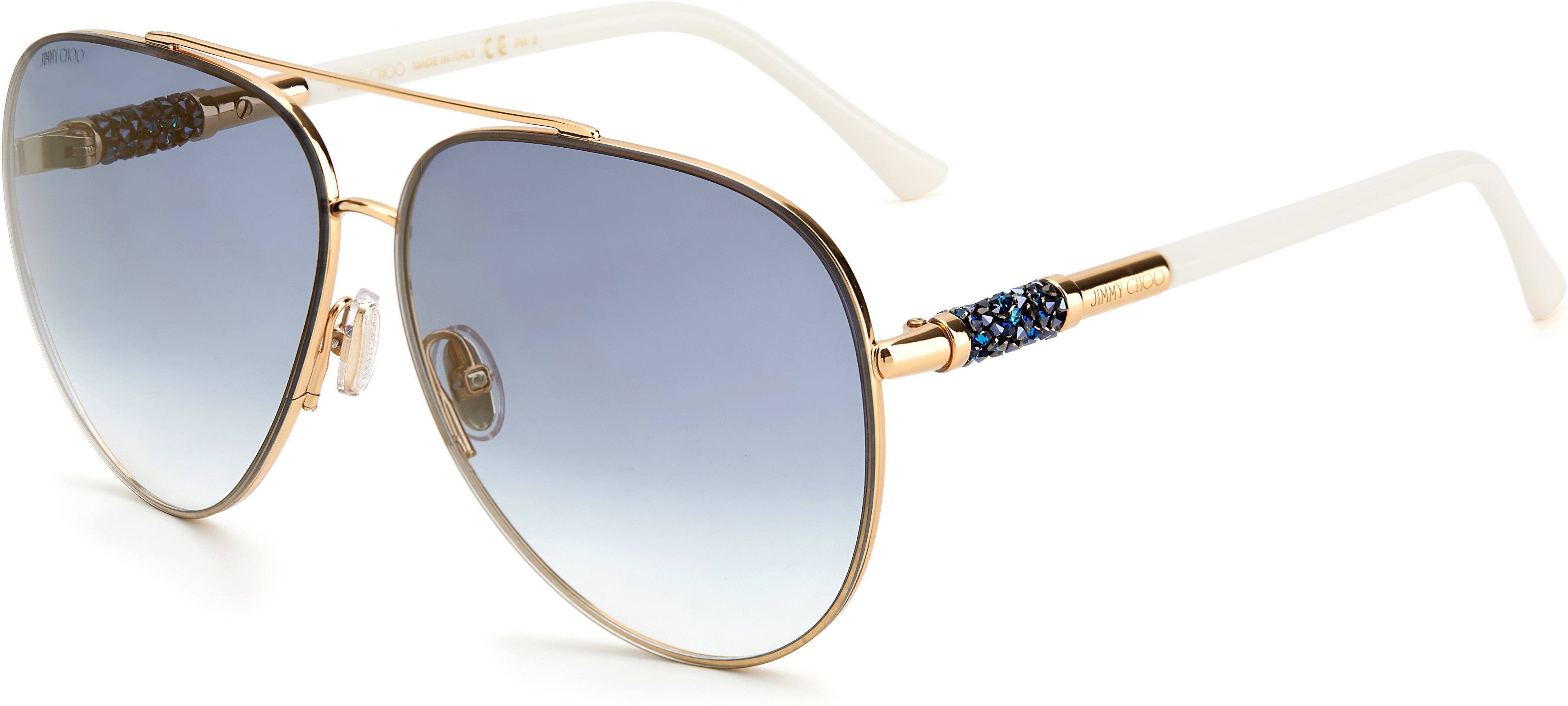 Jimmy Choo Gray/S Aviator Sunglasses 0Y3R-0Y3R  Gold Ivory (1V Blsf Gdsp)