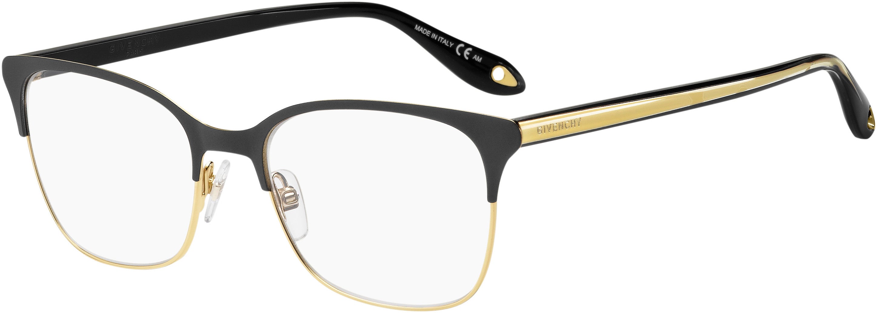  Givenchy 0076 Rectangular Eyeglasses 02M2-02M2  Black Gold (00 Demo Lens)