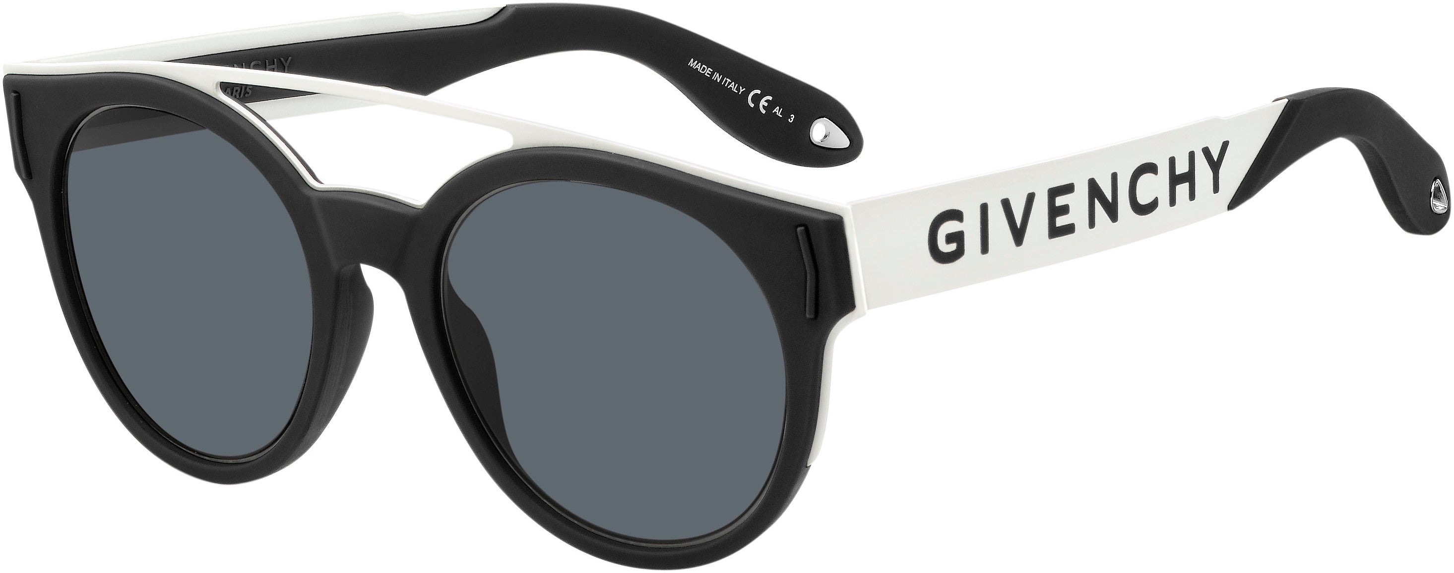  Givenchy 7017/N/S Oval Modified Sunglasses 080S-080S  Black White (IR Gray)