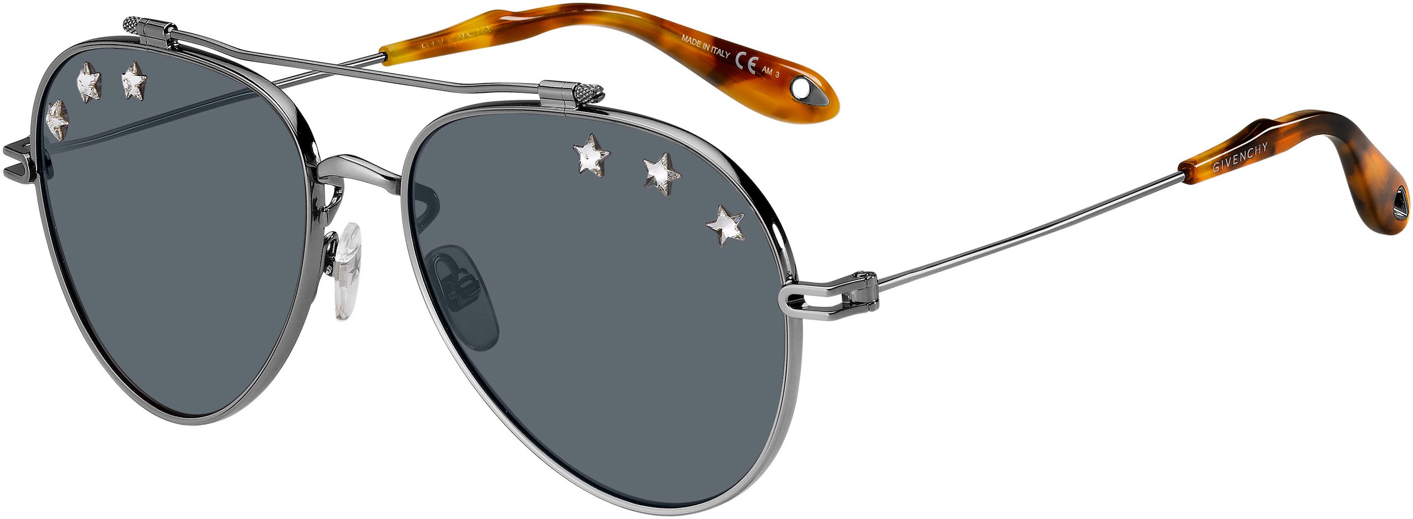  Givenchy 7057/N/stars Aviator Sunglasses 0SRJ-0SRJ  Crystal Ruthenium (IR Gray)