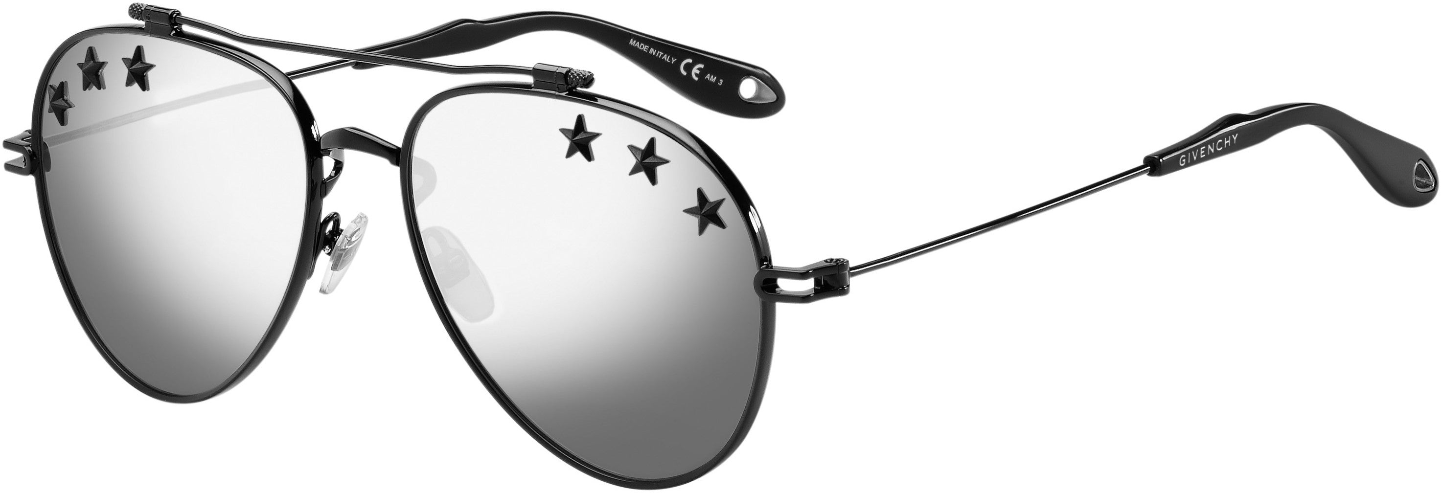  Givenchy 7057/stars Aviator Sunglasses 0807-0807  Black (DC Silver Multilay)