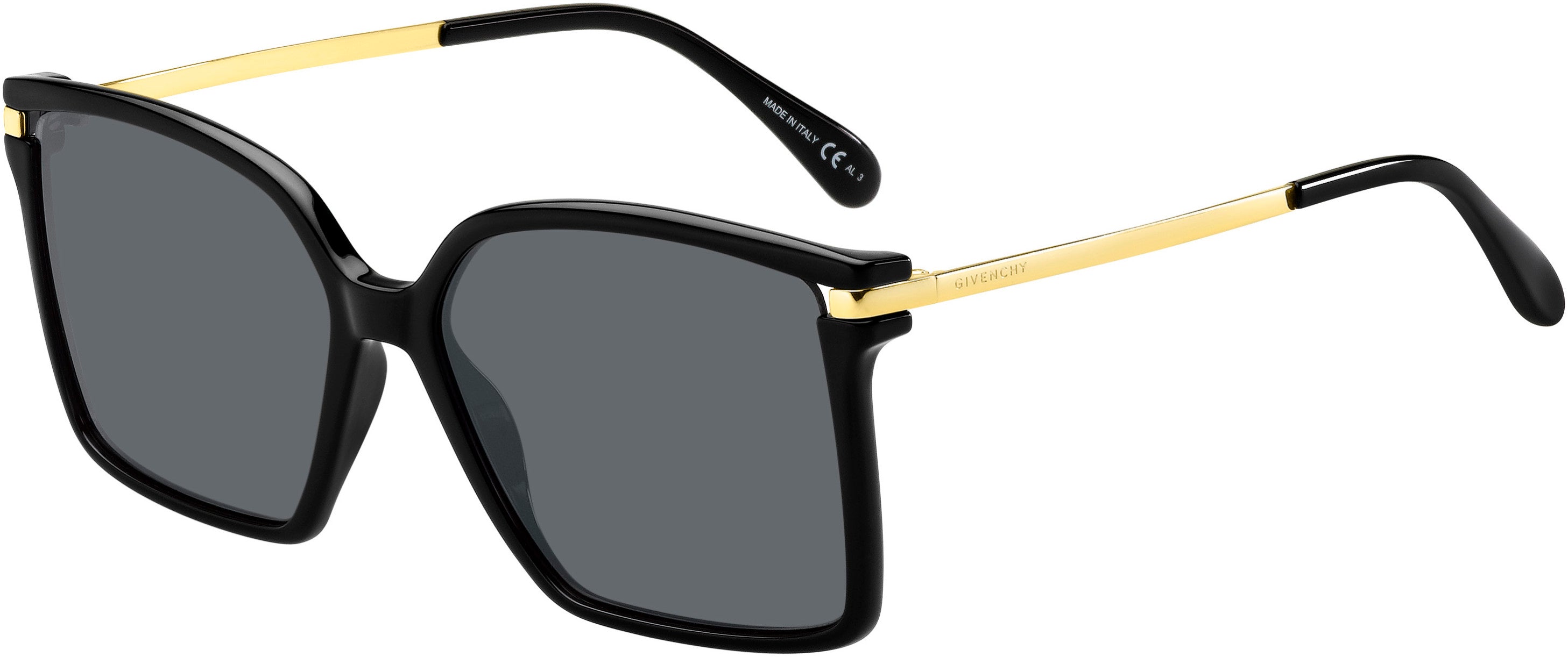  Givenchy 7130/S Rectangular Sunglasses 0807-0807  Black (IR Gray)