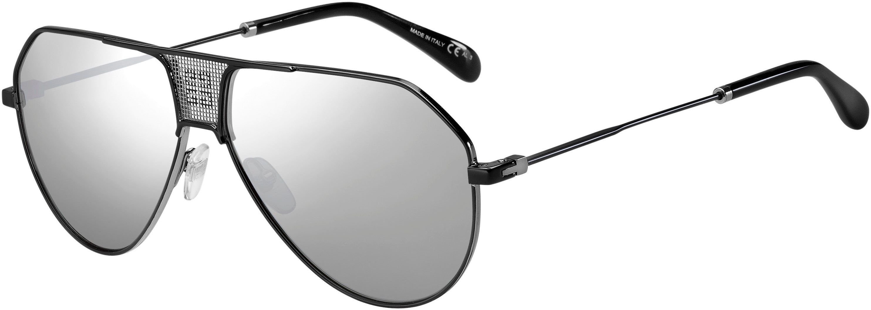  Givenchy 7137/S Aviator Sunglasses 0284-0284  Black Ruthenium (T4 Silver Mirror)