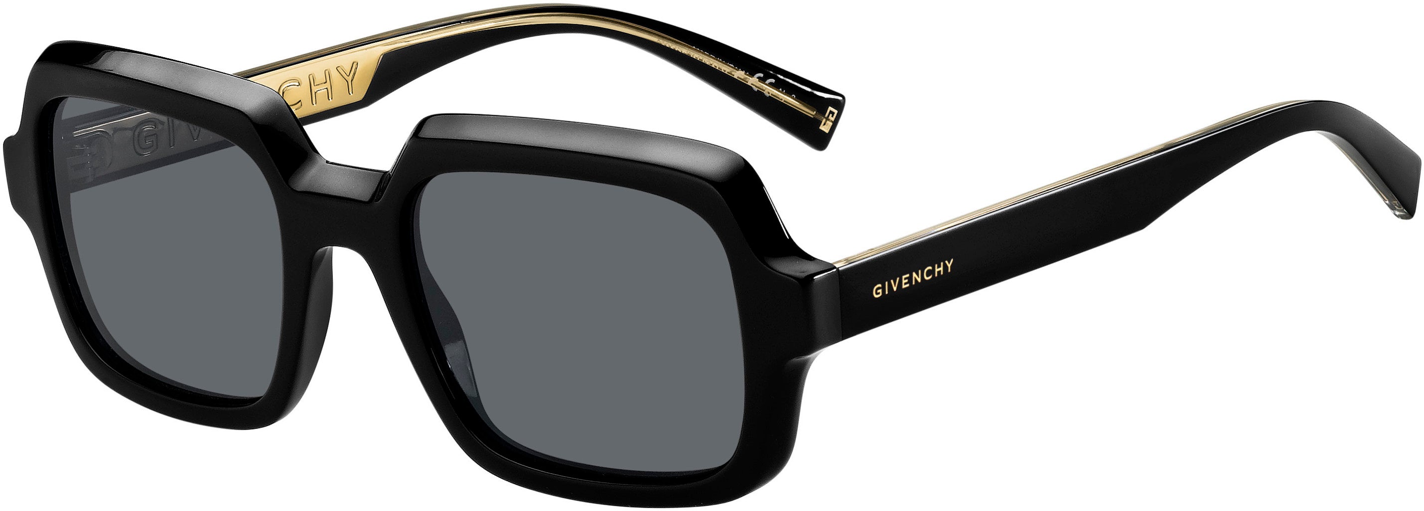  Givenchy 7153/S Rectangular Sunglasses 0807-0807  Black (IR Gray)